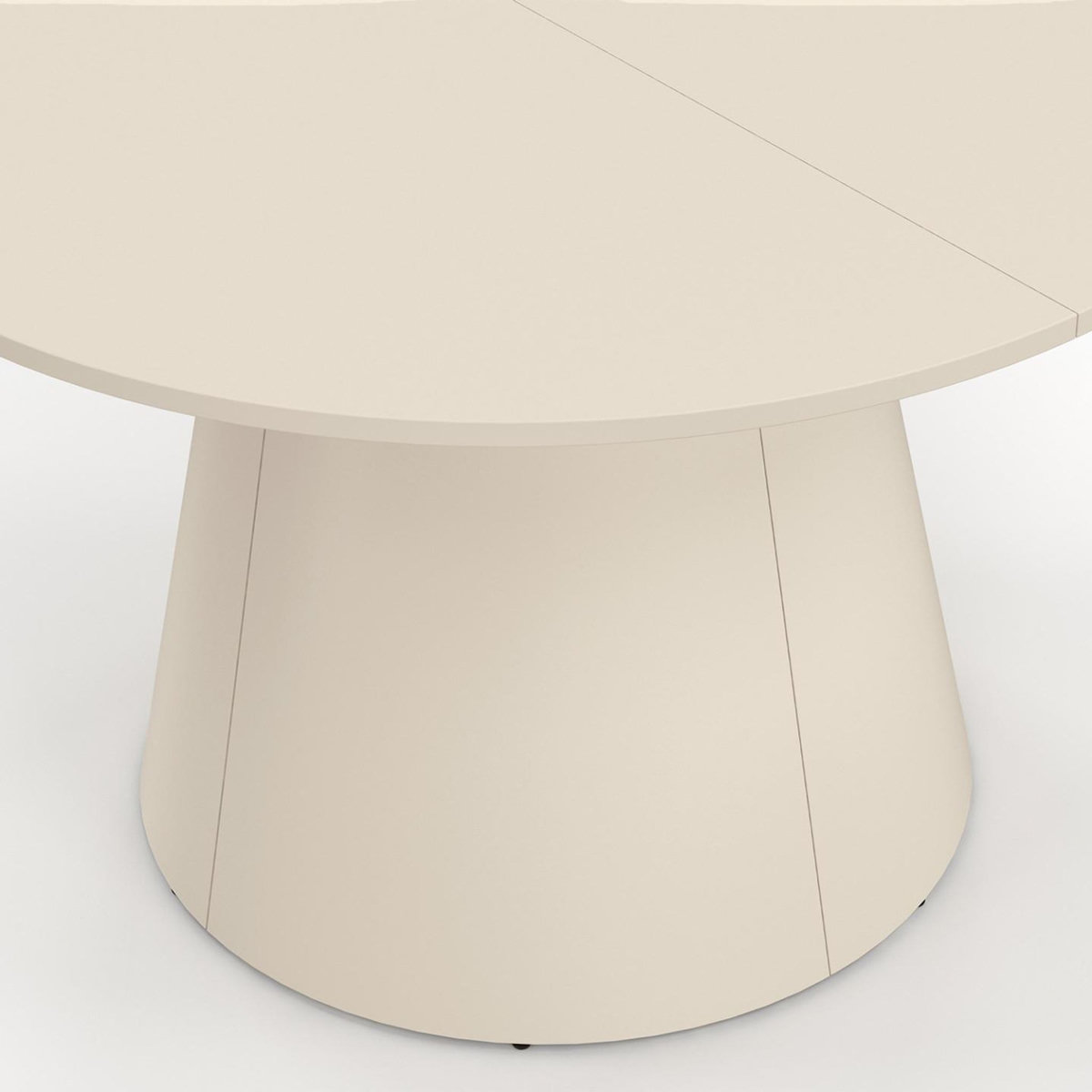 ID MARKET Table de jardin ronde AMELIA 120 CM 6 personnes avec pied central en métal beige