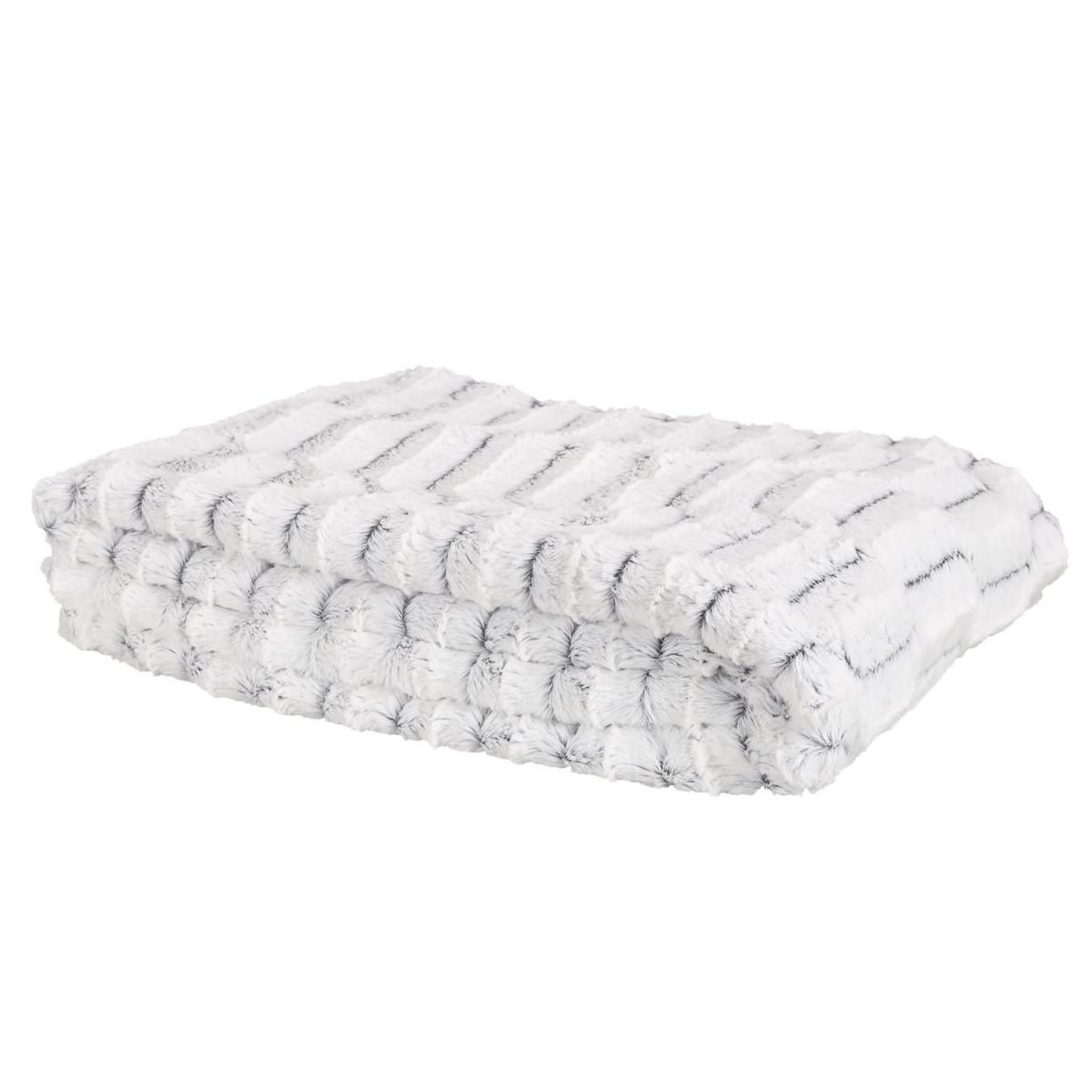 The Home Deco Factory Plaid imitation fourrure  carreaux  140x200cm gris