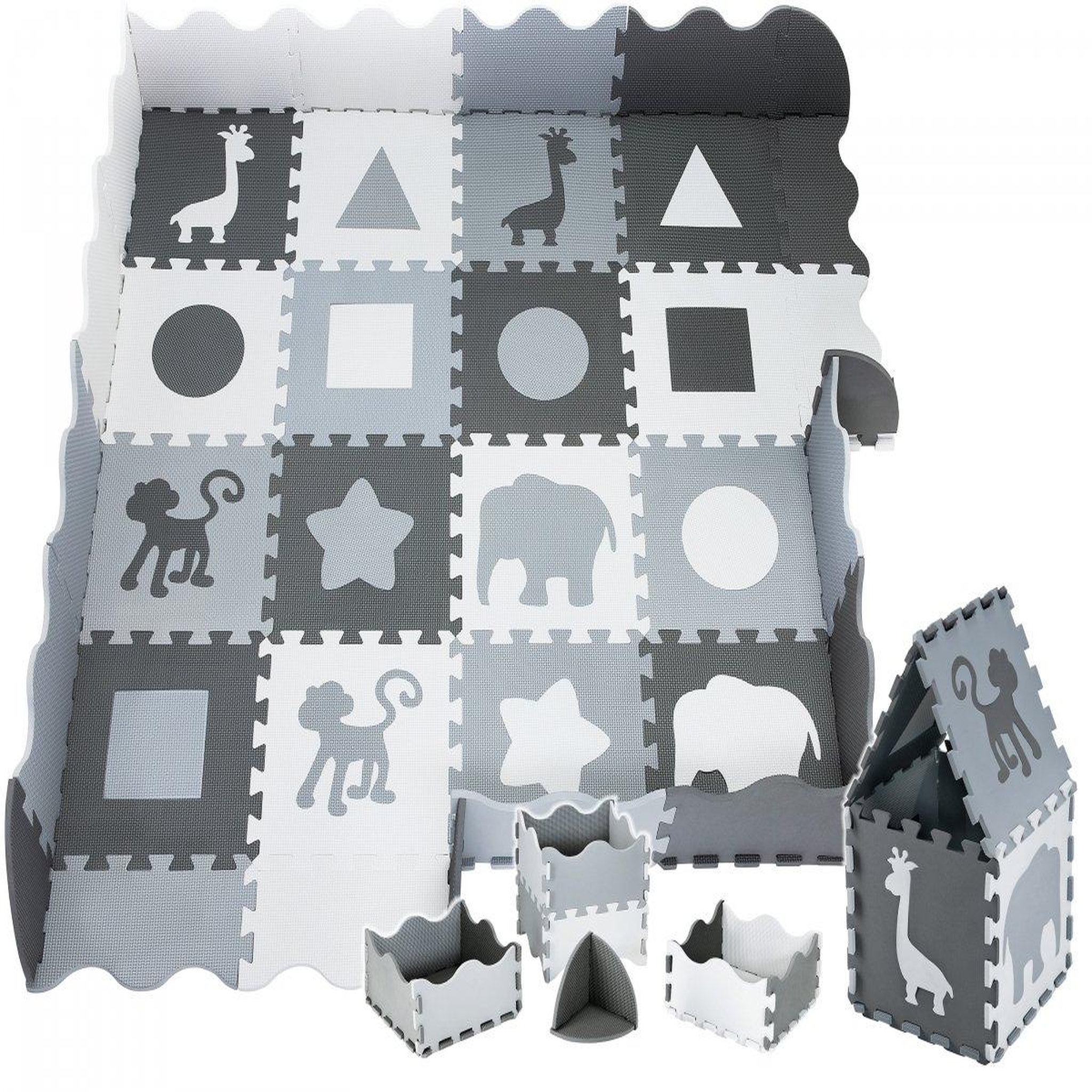 MOBY SYSTEM Tapis d'eveil Tapis de Puzzle en Mousse EVA pour Bébé 150 x 150- Grand Tapis de Jeu avec Rebord