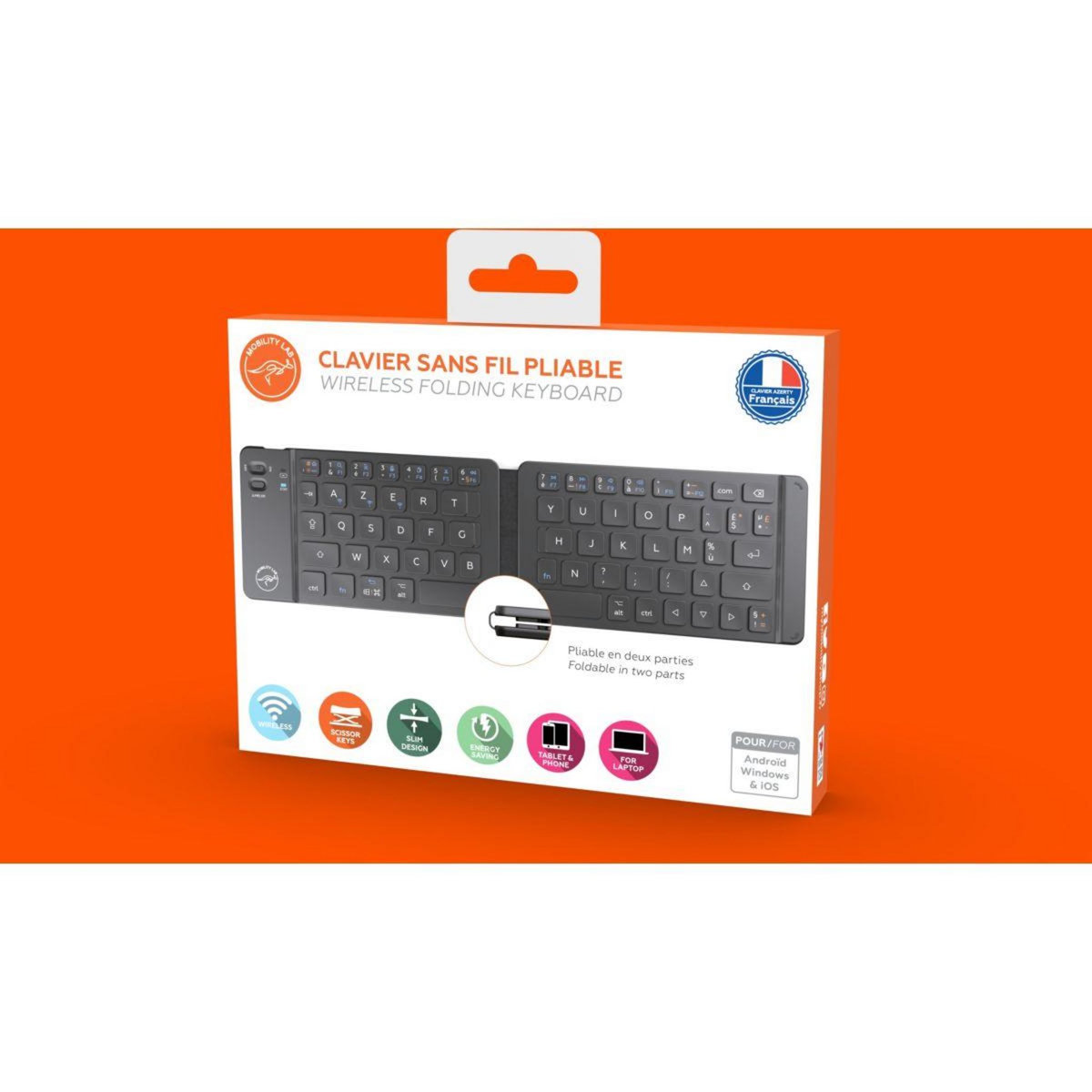 Mobility Lab Clavier sans fil Pliable Universel Bluetooth Noir