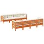 Voir la diapositive 2 : VIDAXL Salon de jardin 9 pcs avec coussins marron cire bois pin massif