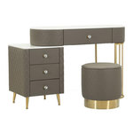 Paris Prix Coiffeuse Avec Pouf Effet Marbre  Sharon  120 Gris & Or