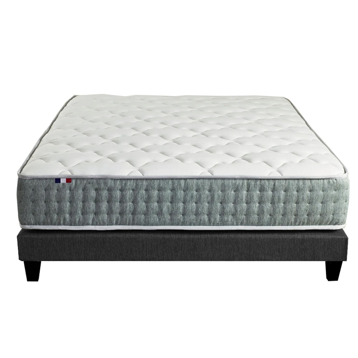 IDLITERIE Ensemble matelas ressorts 7 zones HYGGE, réversible hiver/été