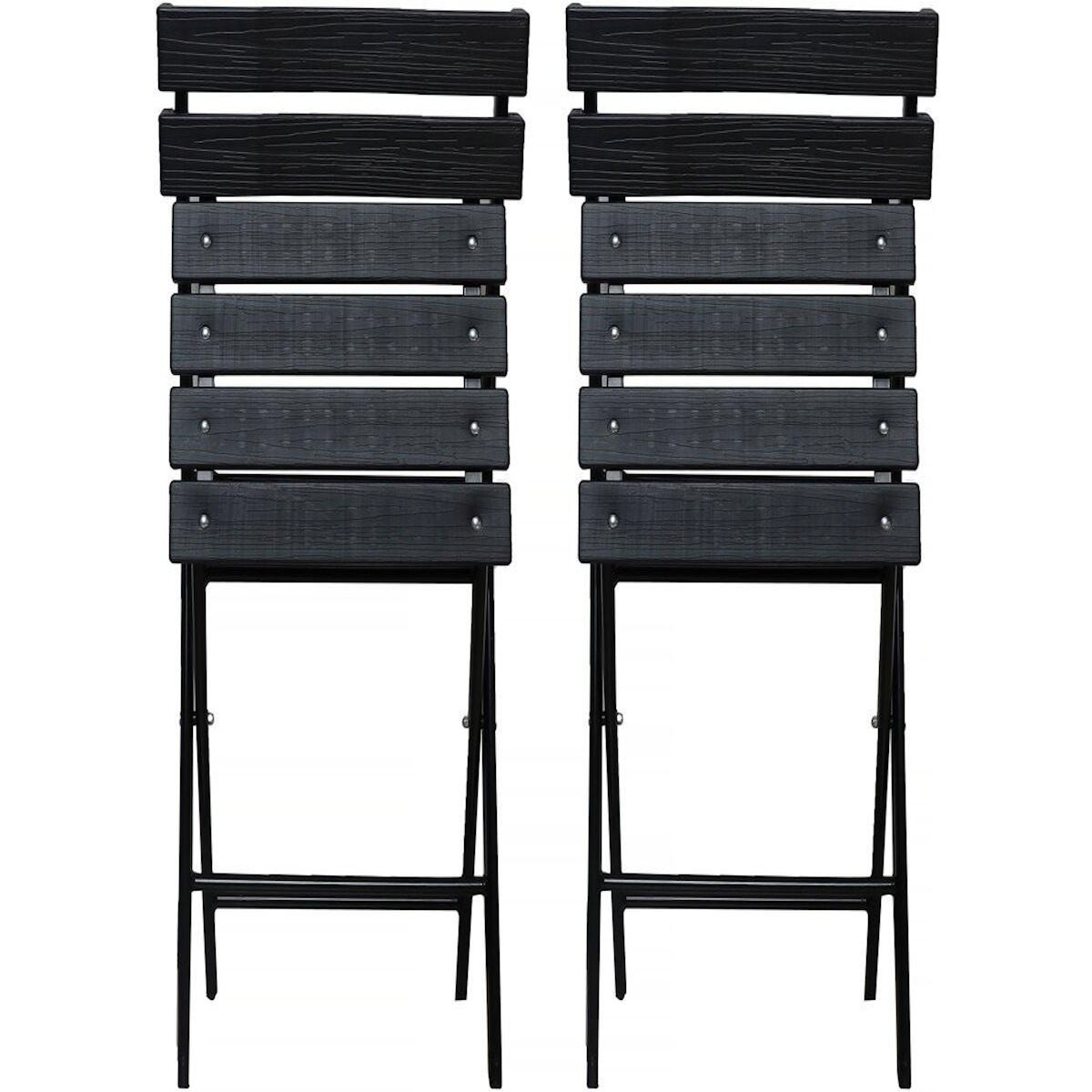 Habitat et Jardin Lot de 2 chaises de jardin pliable en plastique  Tenerife  - Gris anthracite