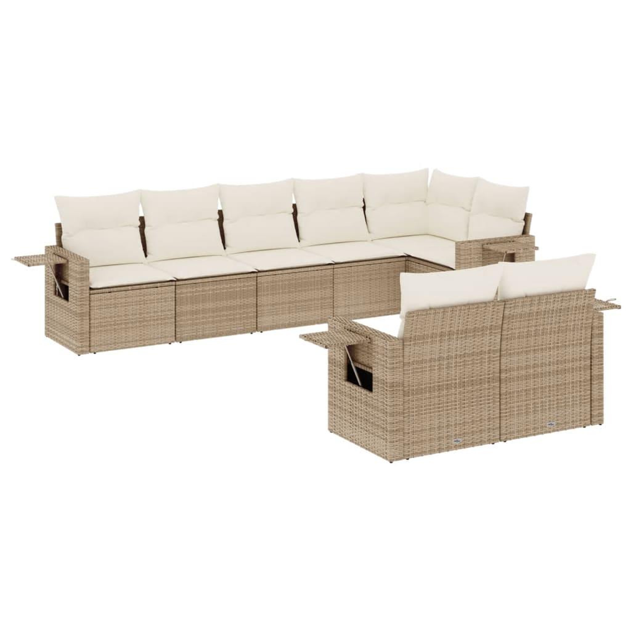Voir la diapositive 2 : VIDAXL Salon de jardin avec coussins 8 pcs beige resine tressee