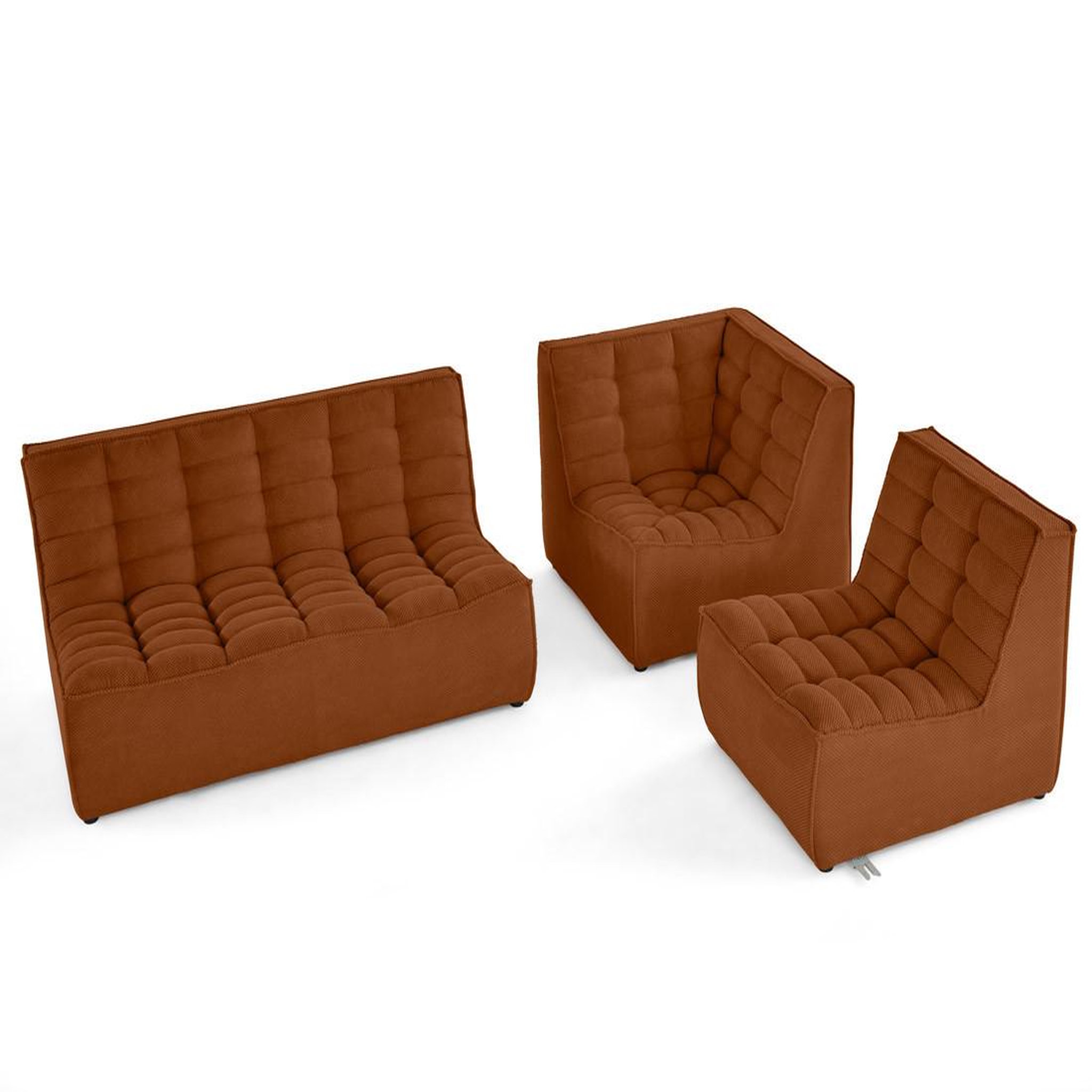 Voir la diapositive 2 : LISA DESIGN Ellie - canapé modulable d'angle réversible 4 places en velours texturé