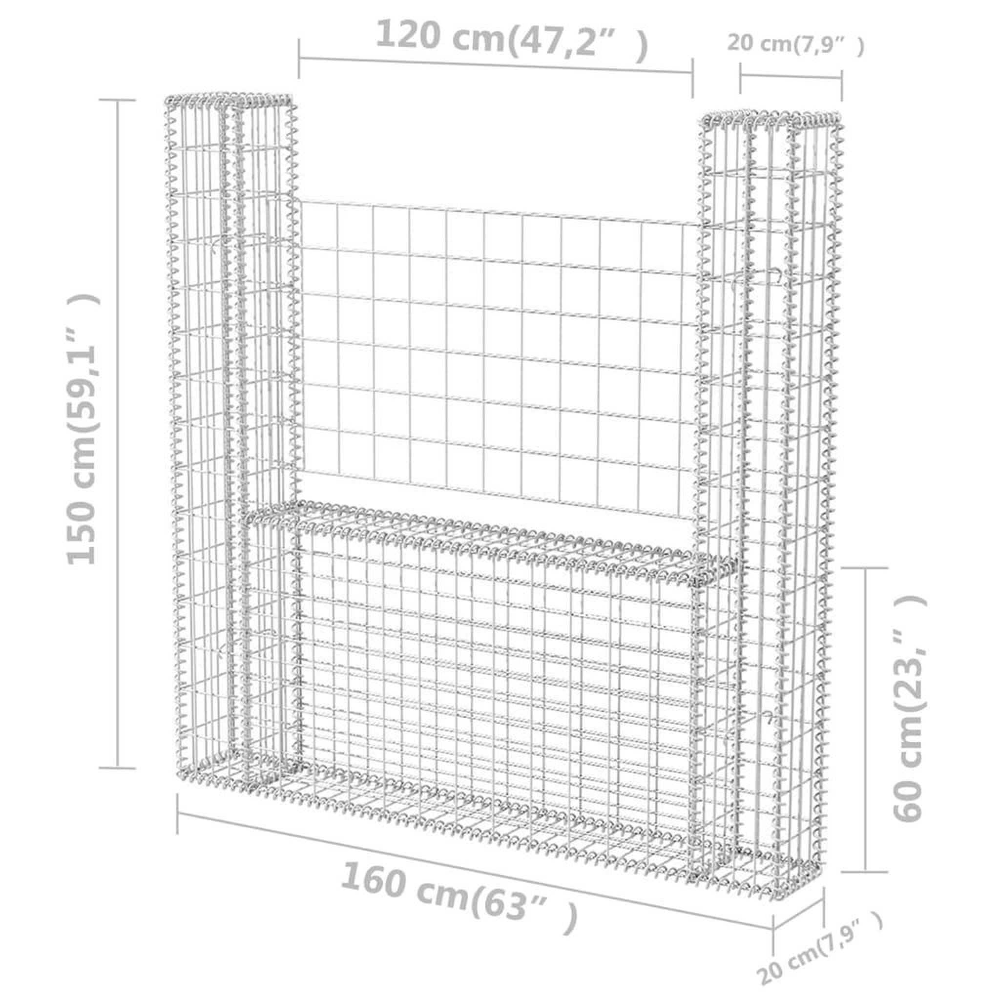 Voir la diapositive 6 : VIDAXL Panier de gabion en forme de U Acier galvanise 160x20x150 cm