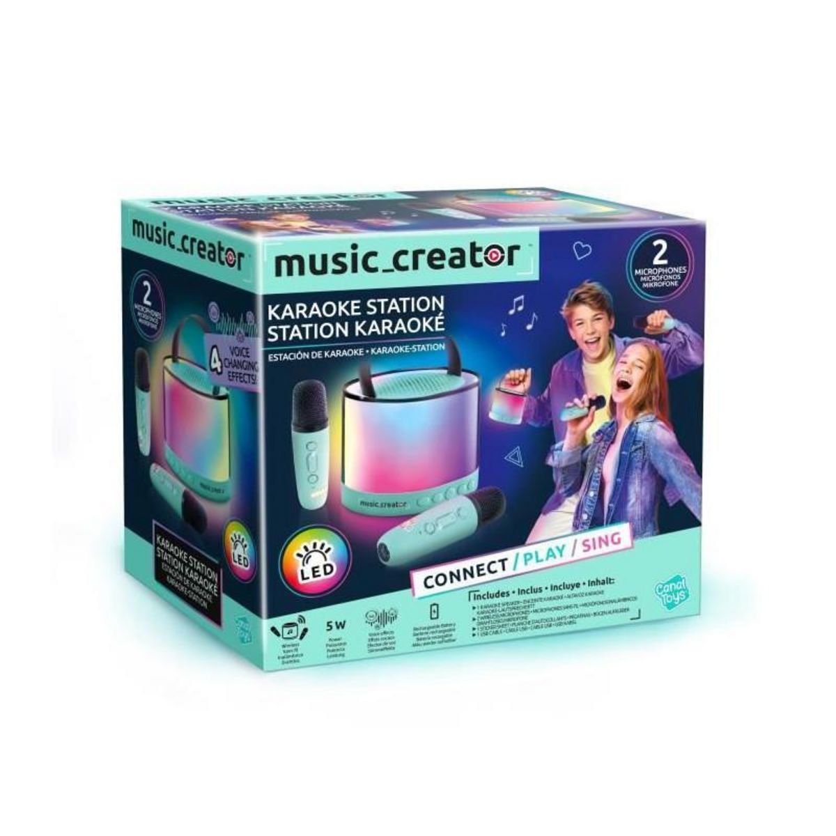 Canal Toys Canal Toys - Music Creator - Mini Station Karaoké - Enceinte lumineuse avec 2 microphones sans fil - INF 044