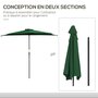 Voir la diapositive 6 : OUTSUNNY Demi parasol - parasol de balcon 5 entretoises métal - 2,93 x 1,5 x 2,49 m - polyester haute densité vert