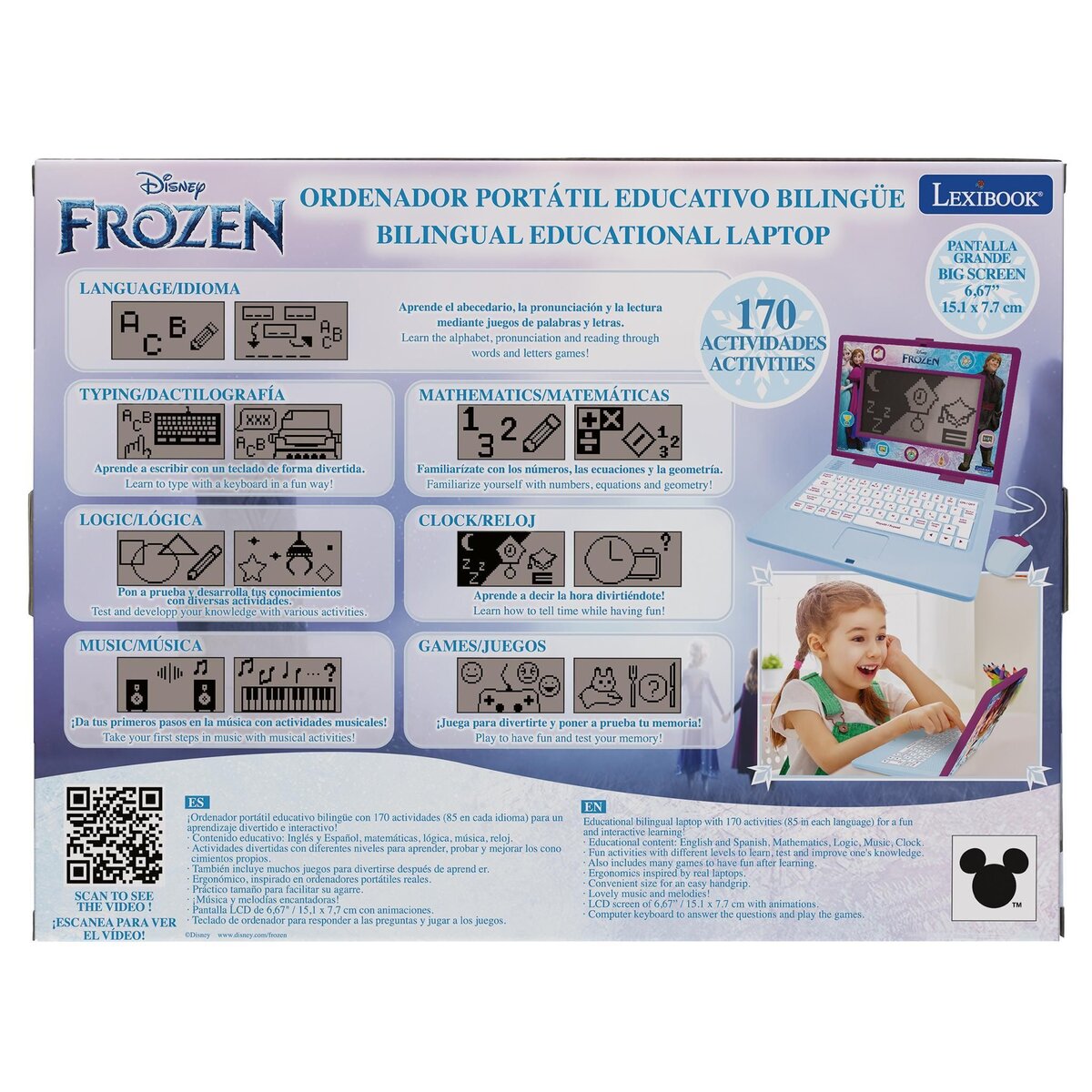 Lexibook Ordinateur portable éducatif bilingue Frozen (EN/ES)