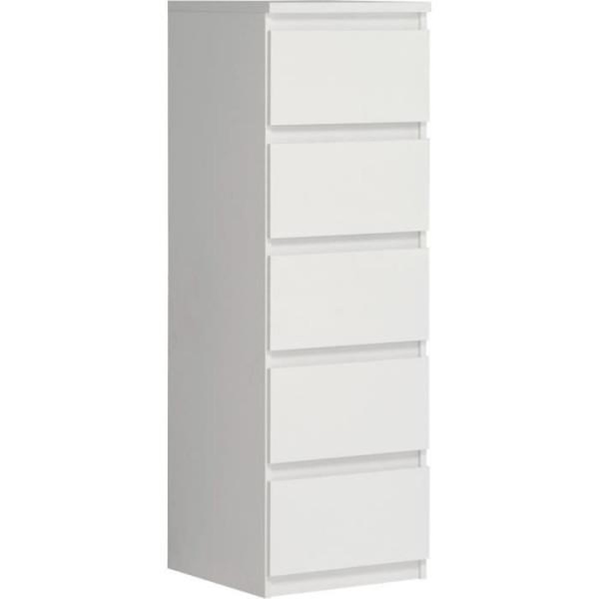 Voir la diapositive 1 : MARKET24 Commode CHELSEA 5 tiroirs - L 41,8 x P 42,2 x H 128,1 cm- Décor blanc mat