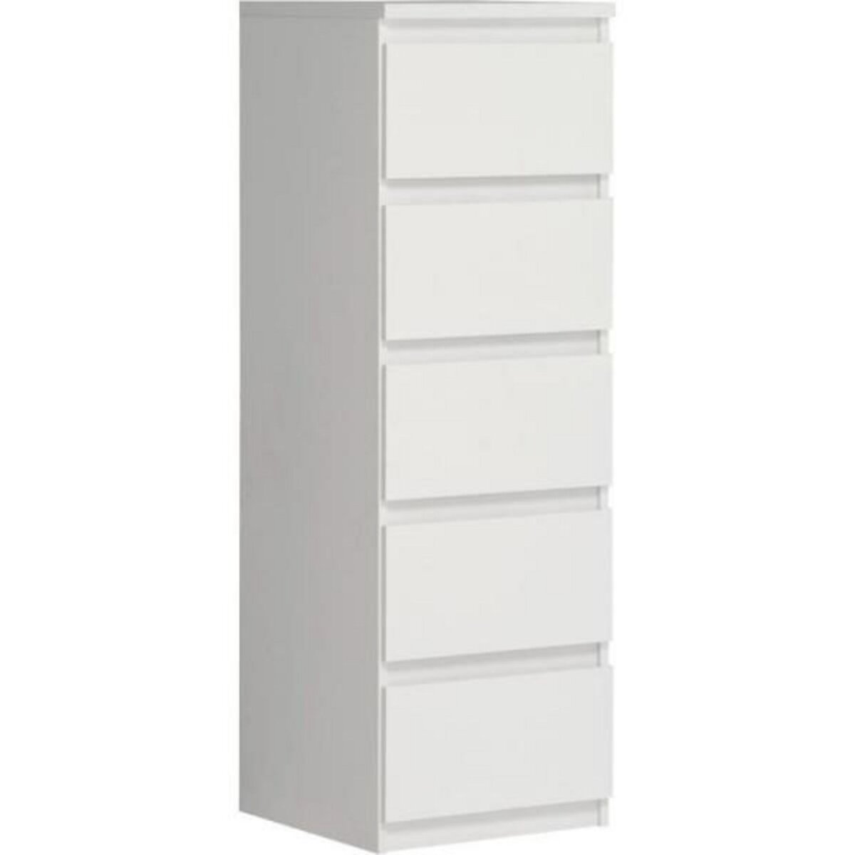 MARKET24 Commode CHELSEA 5 tiroirs - L 41,8 x P 42,2 x H 128,1 cm- Décor blanc mat