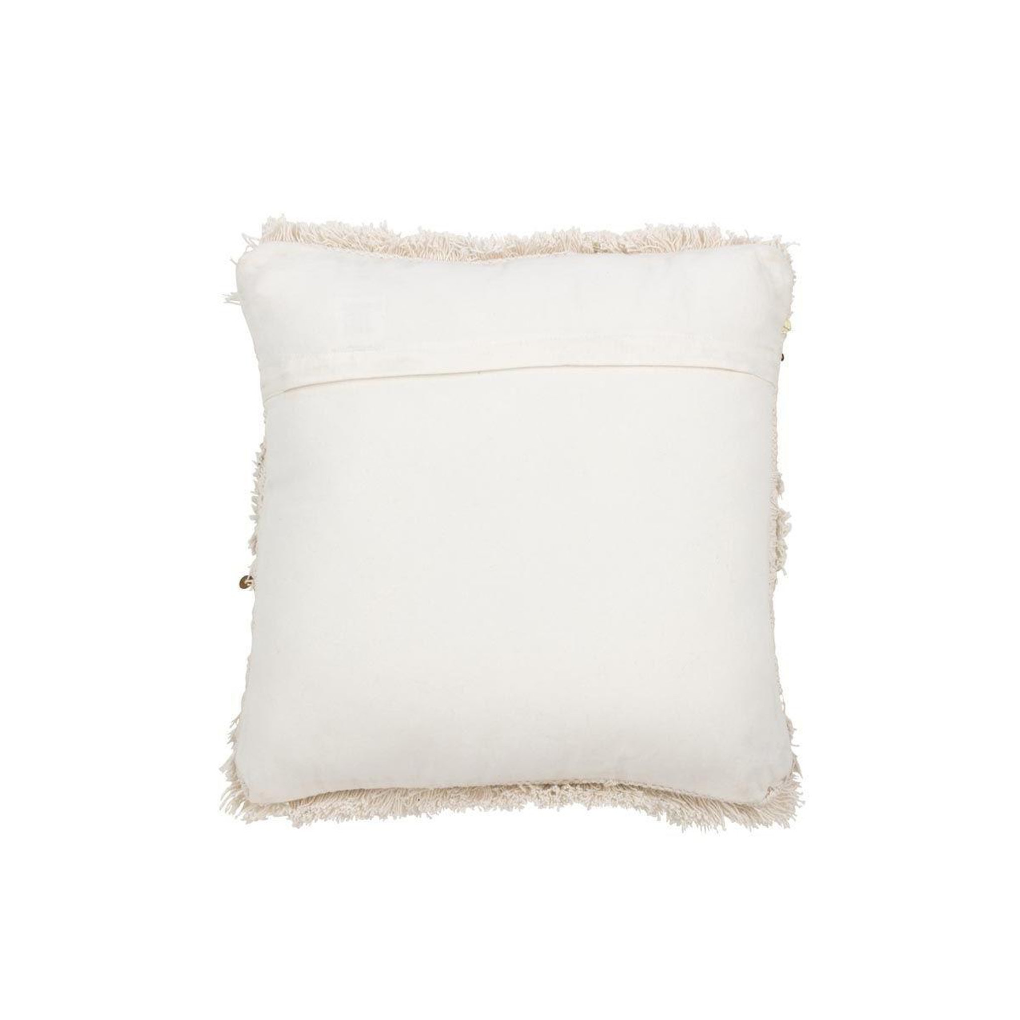 Voir la diapositive 2 : J-LINE Coussin tufté franges & sequins  dubai  45x45cm blanc