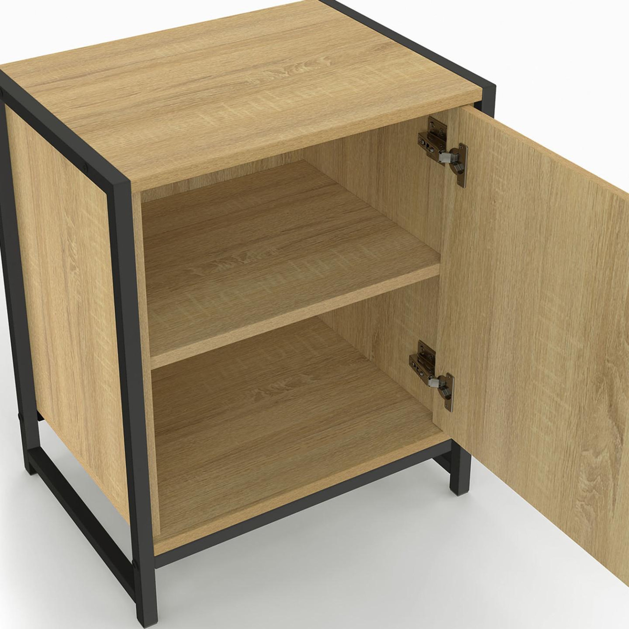 Voir la diapositive 5 : ID MARKET Lot de 2 tables de chevet detroit 1 porte design industriel