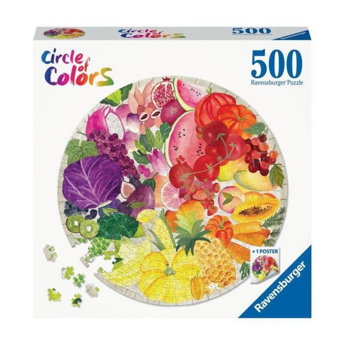 RAVENSBURGER Ravensburger - Puzzle rond 500 pieces - Fruits et legumes Circle of Colors