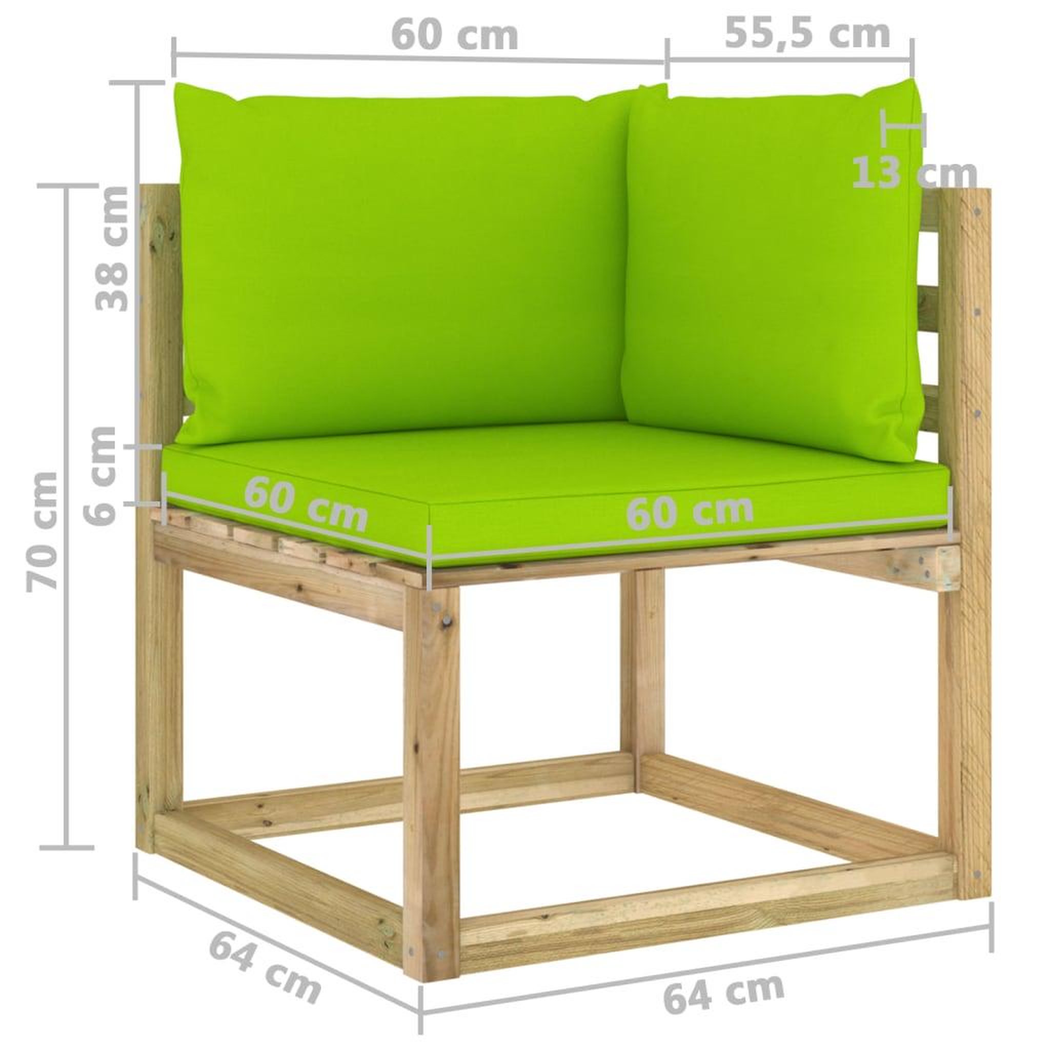 Voir la diapositive 6 : VIDAXL Canape d'angle de jardin avec coussins Bois impregne de vert