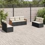 Voir la diapositive 1 : VIDAXL Salon de jardin 7 pcs avec coussins noir resine tressee