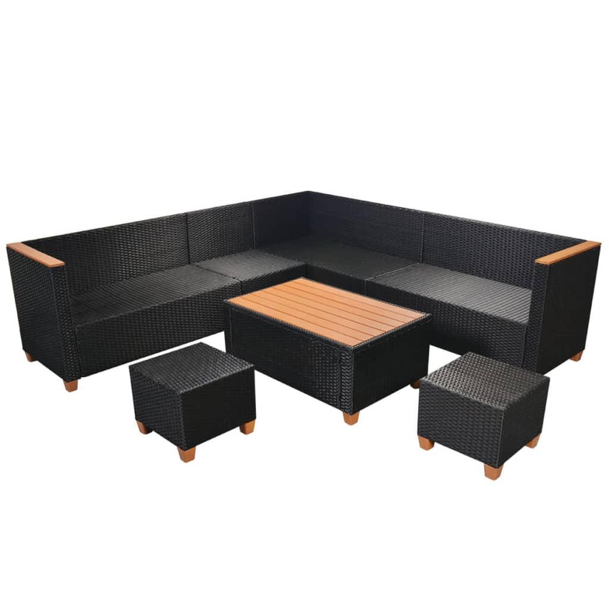 Voir la diapositive 5 : VIDAXL Salon de jardin 7 pcs avec coussins resine tressee noir