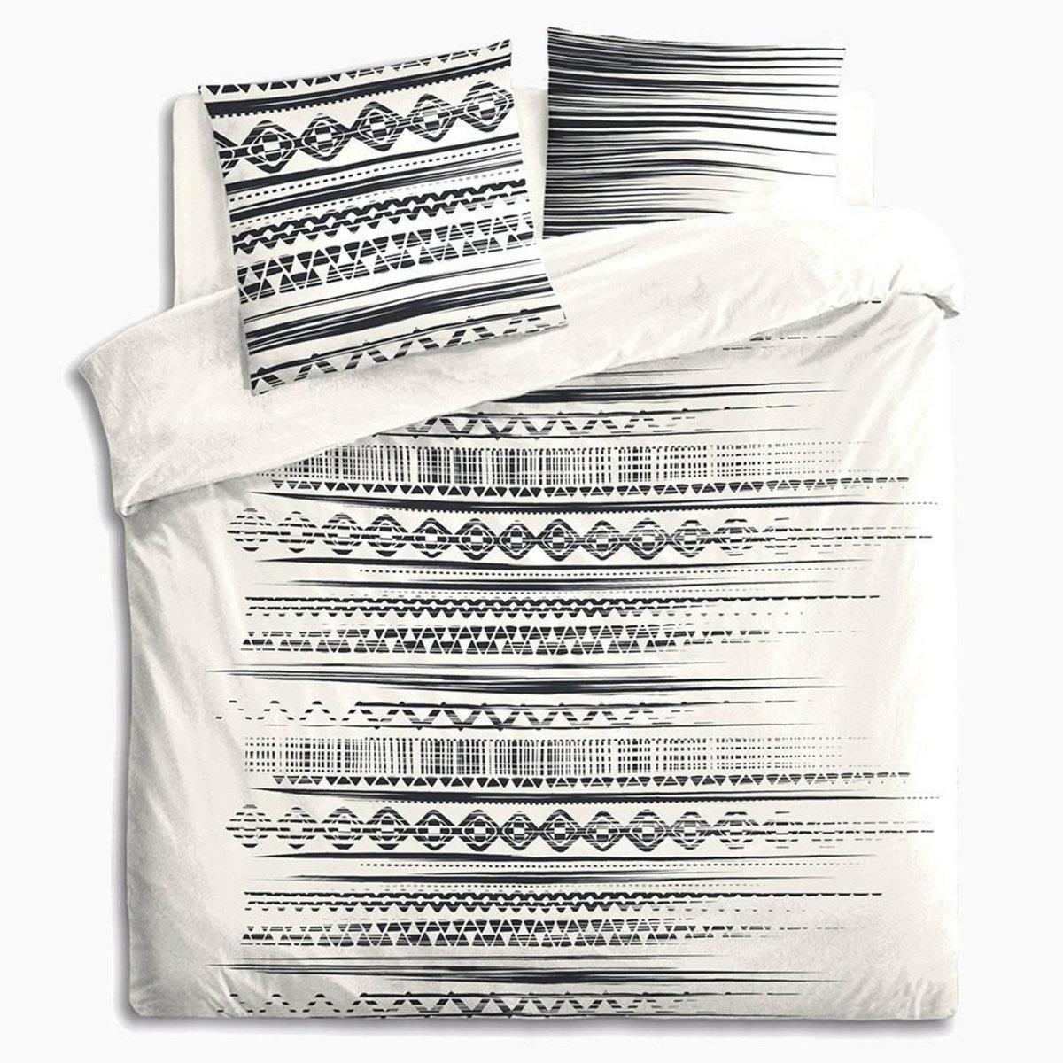ATMOSPHERA Housse de couette 240x260 Ethnik NB + 2 taies 100% coton 57 fils