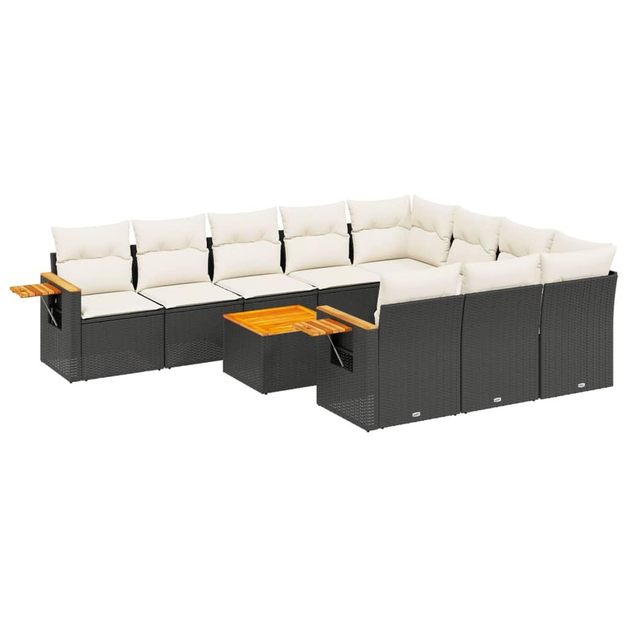 Voir la diapositive 2 : VIDAXL Salon de jardin 11 pcs avec coussins noir resine tressee