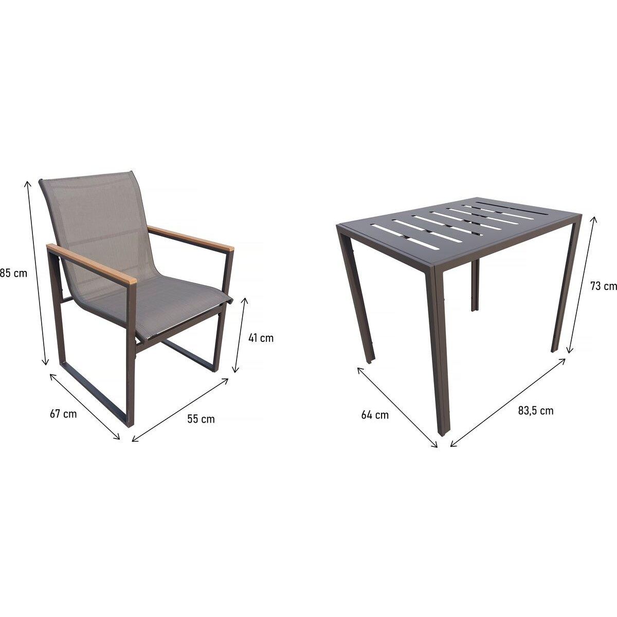 Habitat et Jardin Salon de jardin balcon  Liam  - 2 places - Marron/Gris