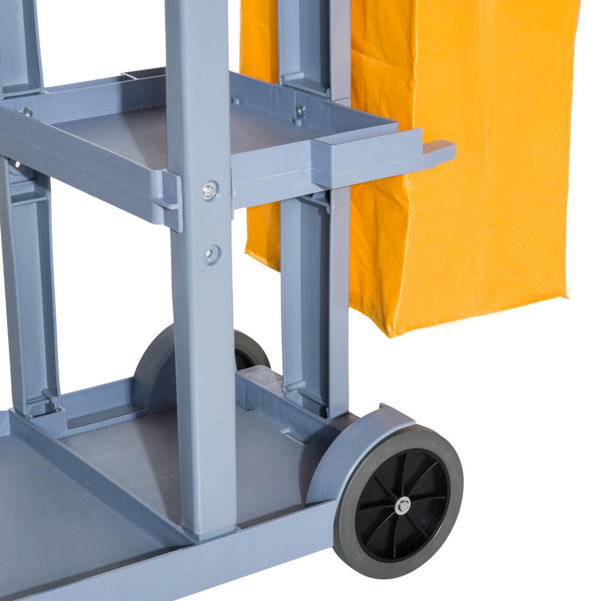 HOMCOM HOMCOM Chariot-poubelle chariot de nettoyage professionnel 3 plateaux sac grande résistance fourni jaune gris
