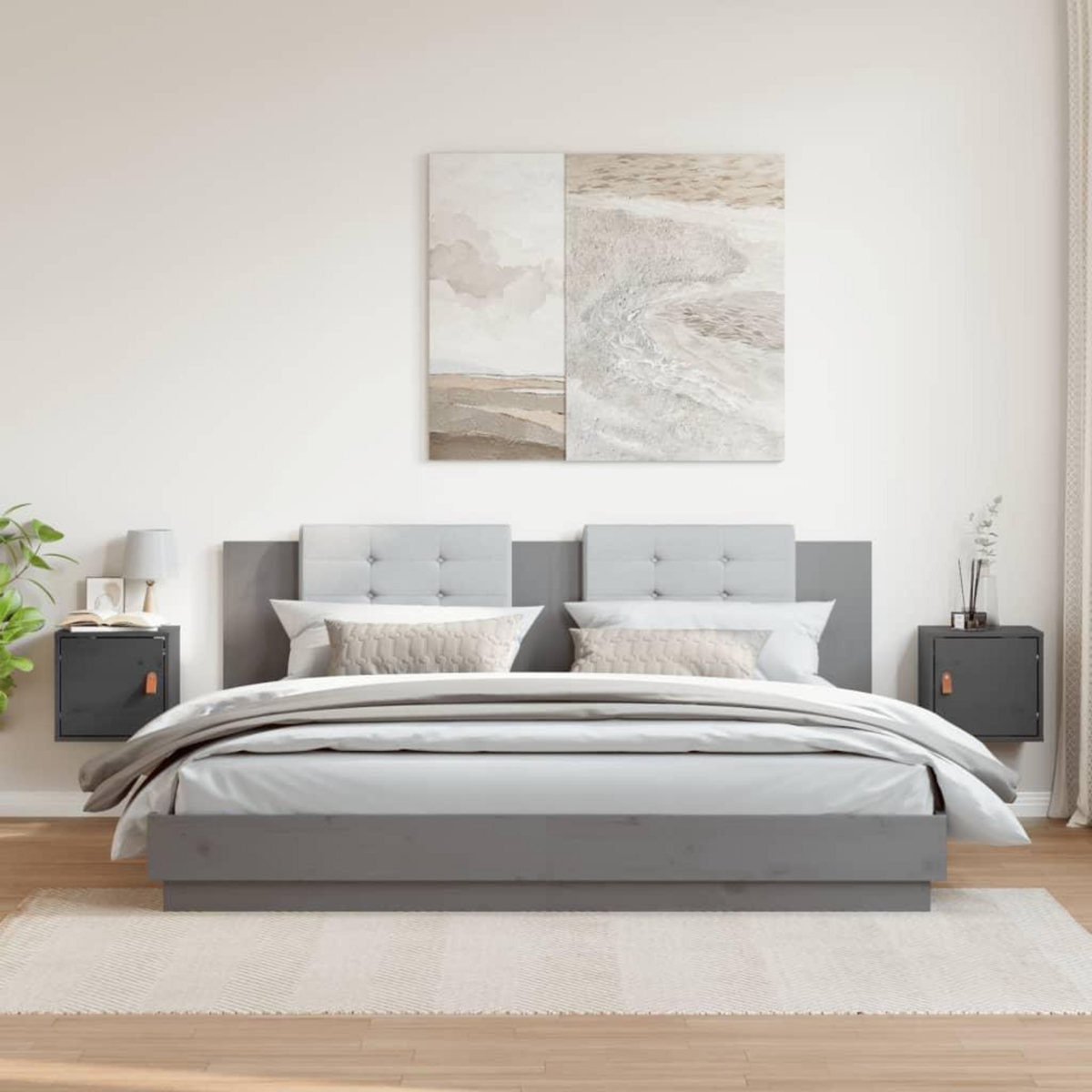 VIDAXL Armoires murales 2 pcs Gris 31,5x30x30 cm Bois de pin massif