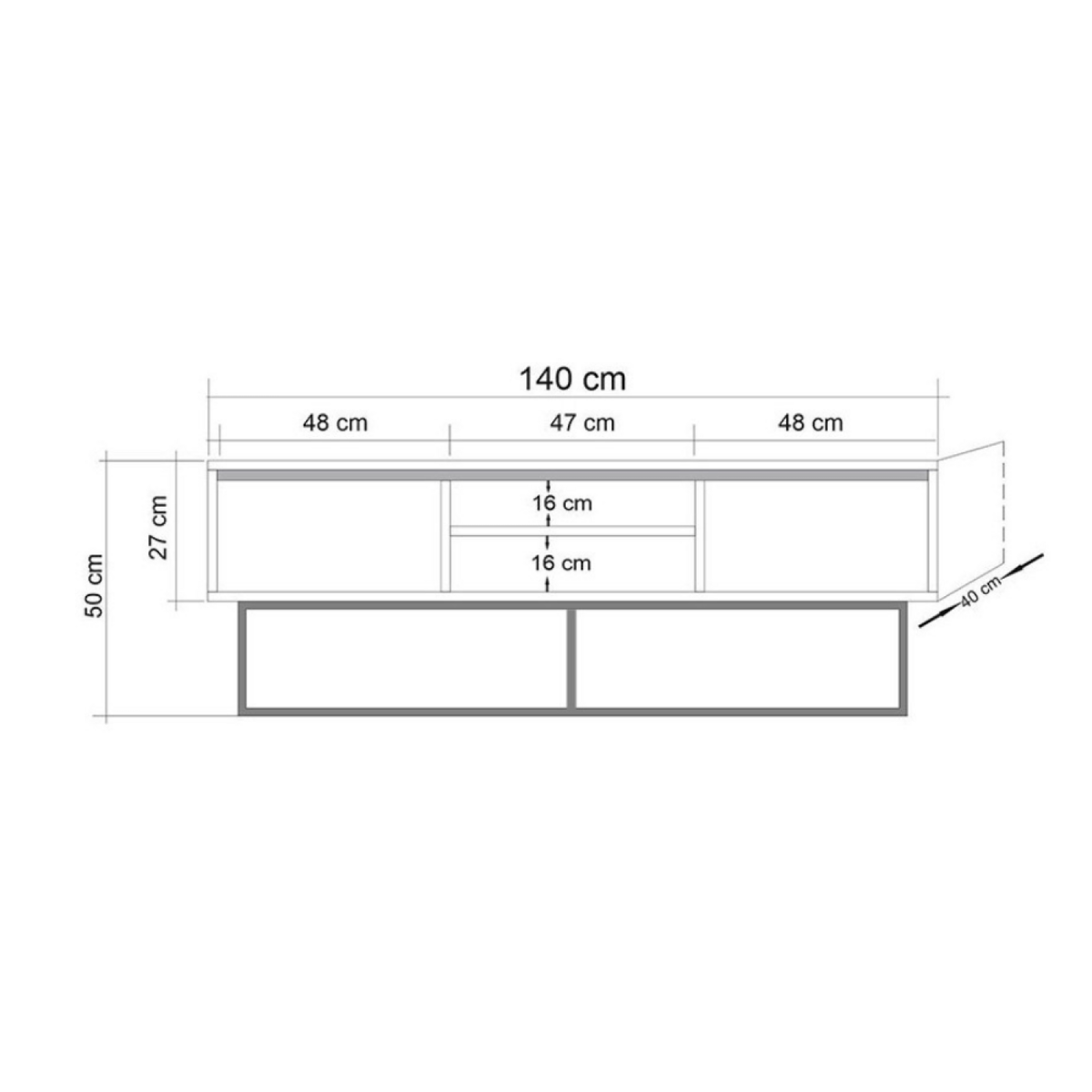 CONCEPT USINE Meuble tv bois et noir avec rangements HAYE