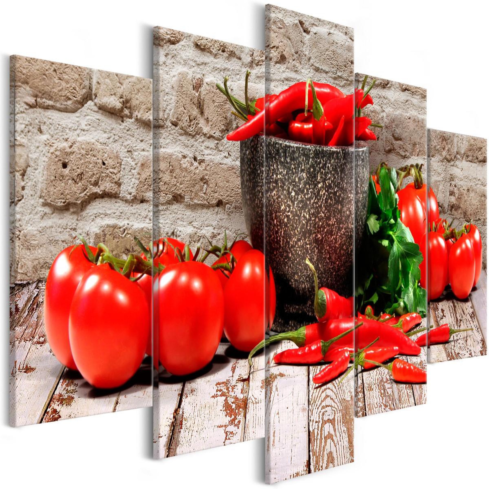 Paris Prix Tableau 5 panneaux  red vegetables brick wide. Coloris disponibles : Multicolore