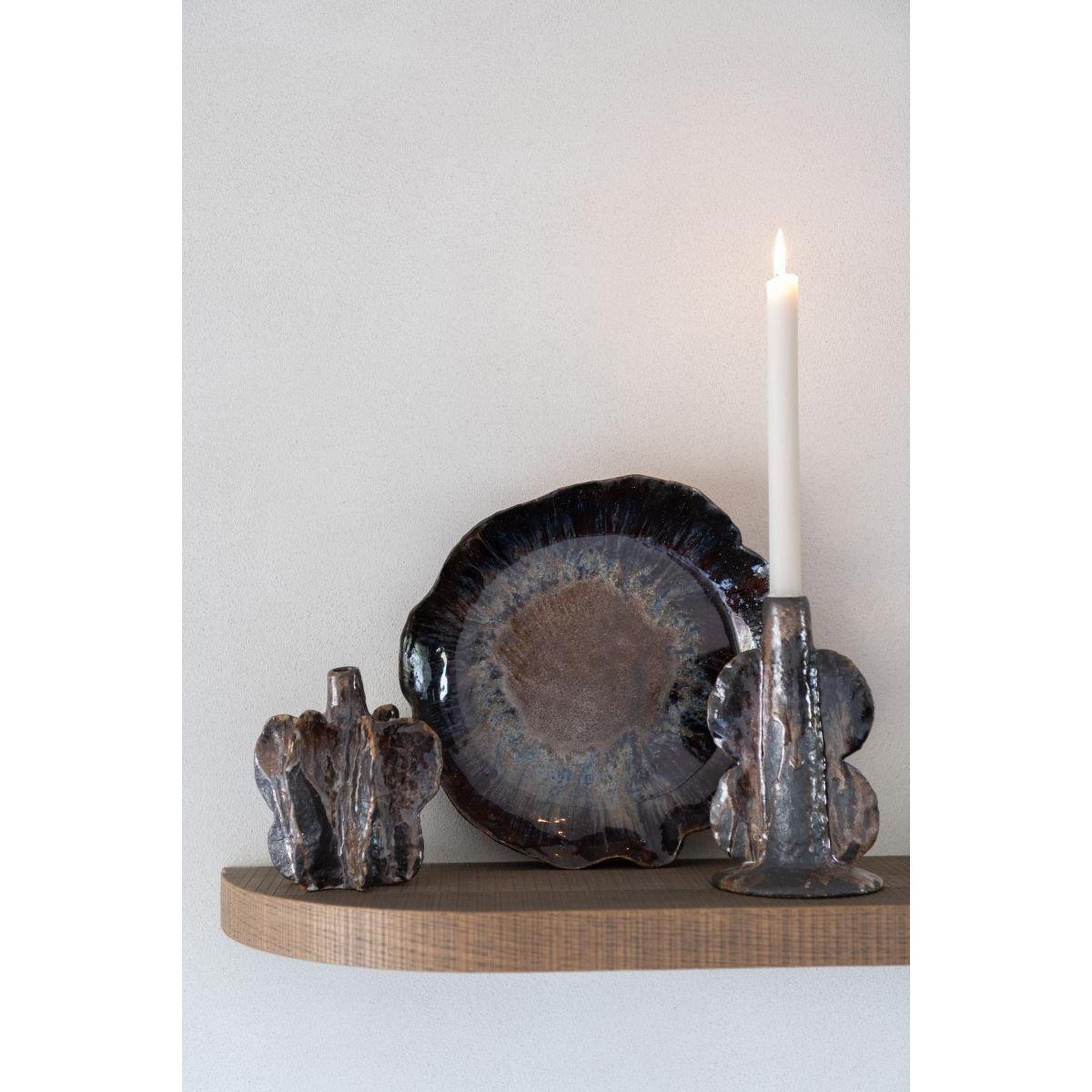Voir la diapositive 4 : J-LINE Chandelier vase en céramique  naga  20cm marron