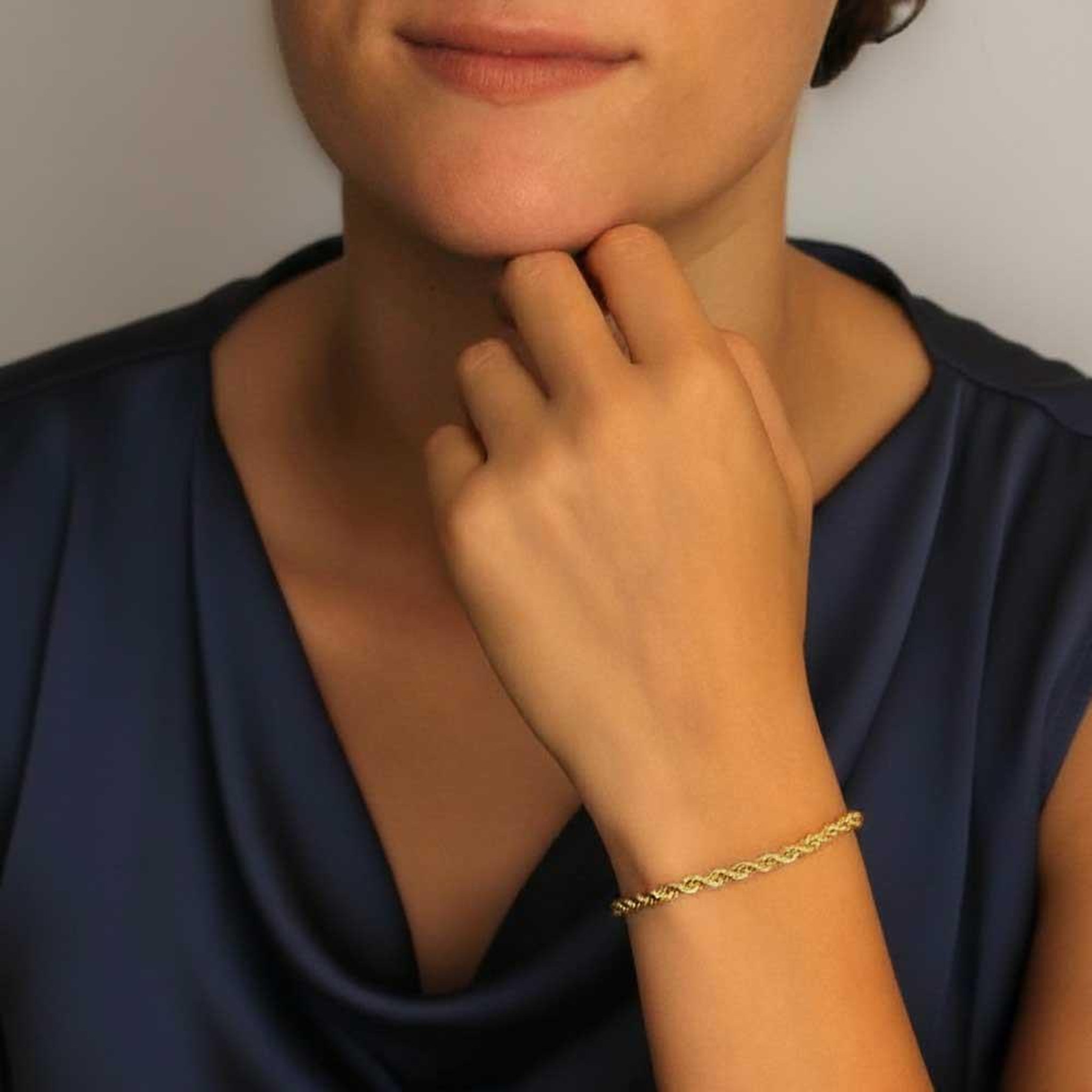 Voir la diapositive 2 : L'ATELIER D'AZUR Bracelet Or 18 Carats 750/000 Maille Corde Jaune - Femme