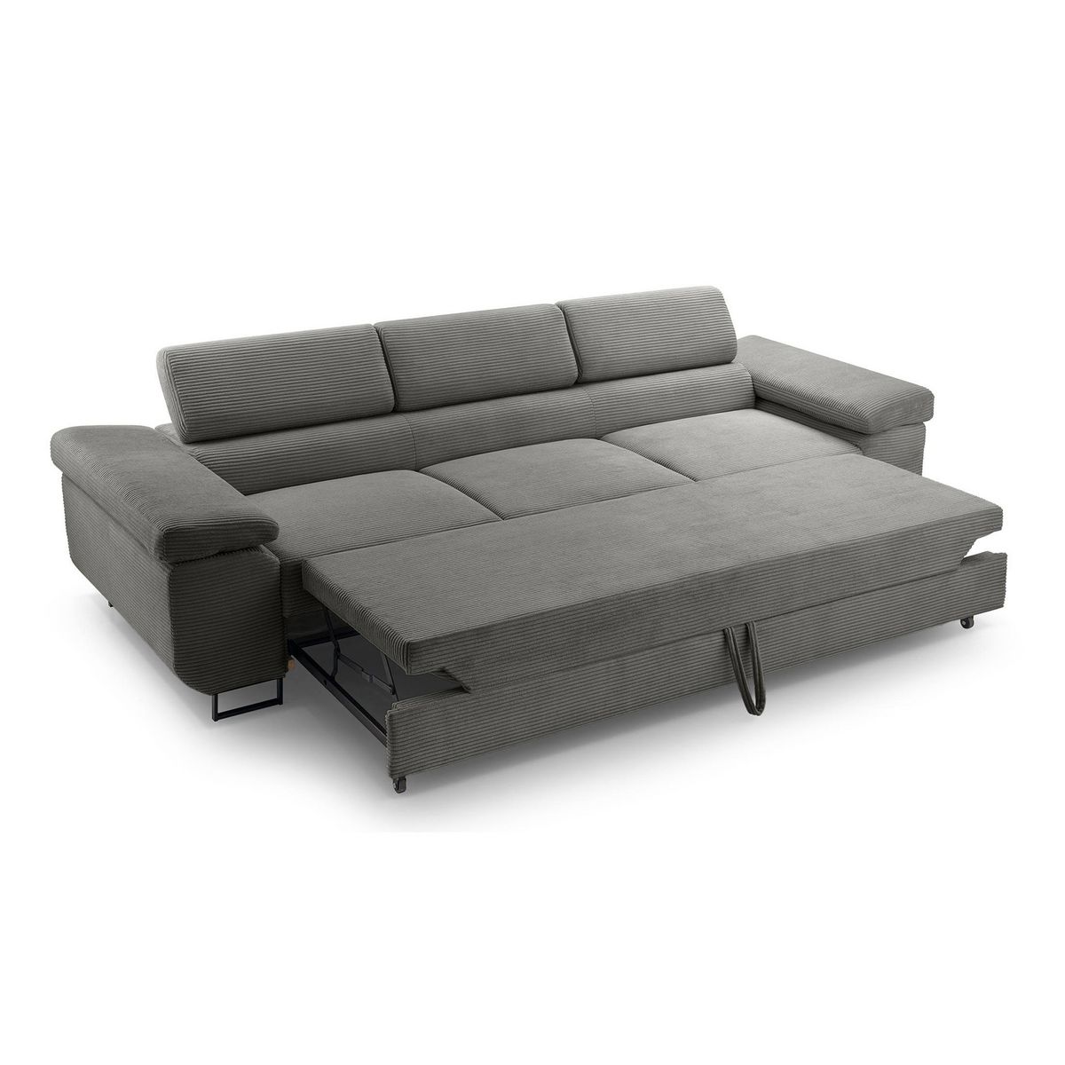 BEST MOBILIER Pablo - canapé 3 places - convertible avec têtières réglables - en velours côtelé