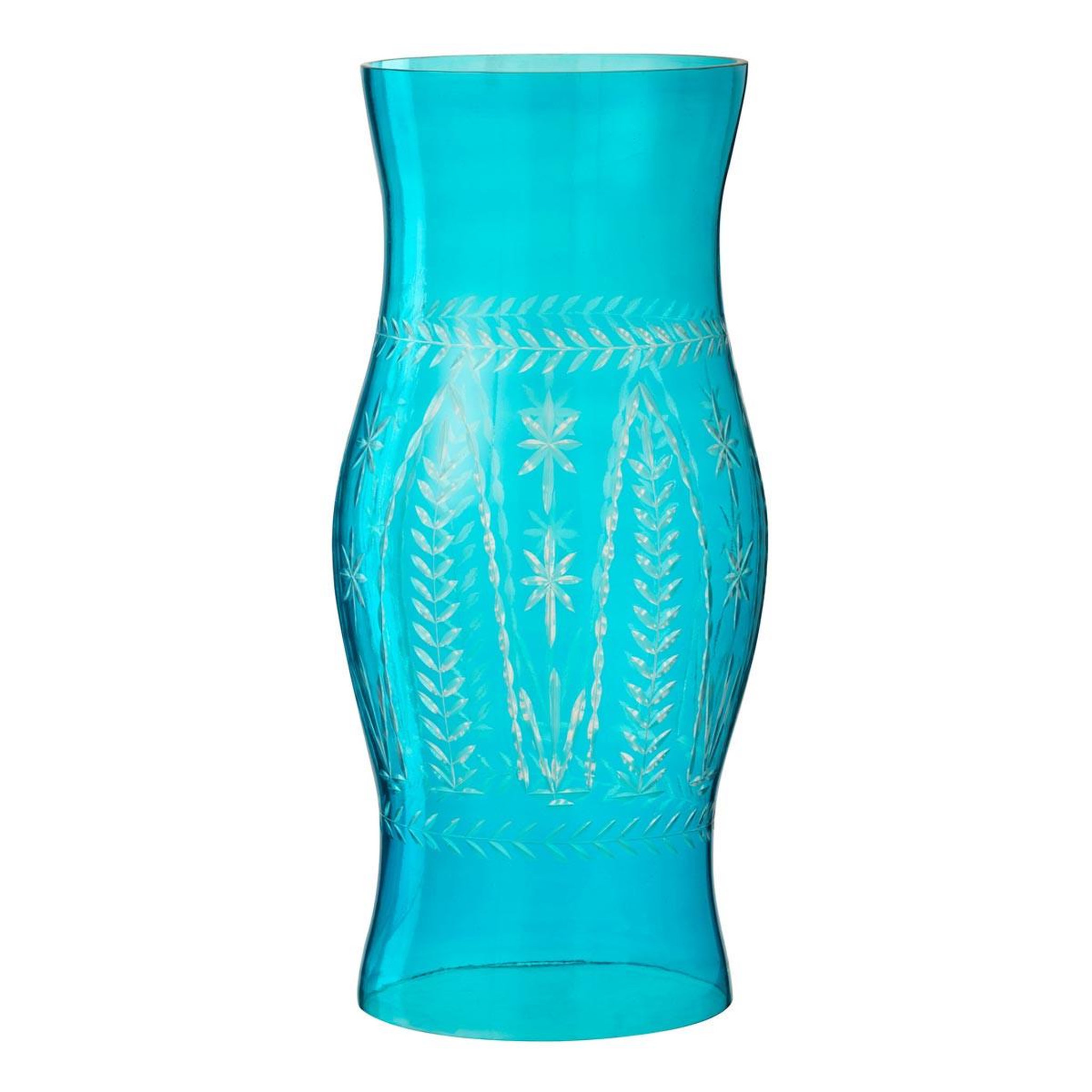 J-LINE Photophore en Verre  Tarifa  50cm Bleu Azur