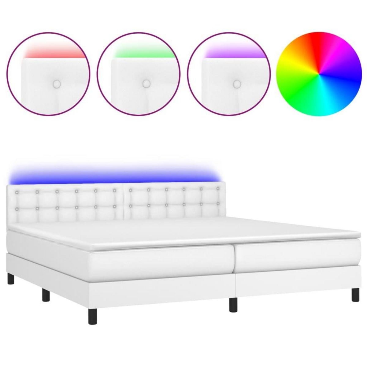 VIDAXL Sommier a lattes de lit avec matelas et LED Blanc 200x200 cm