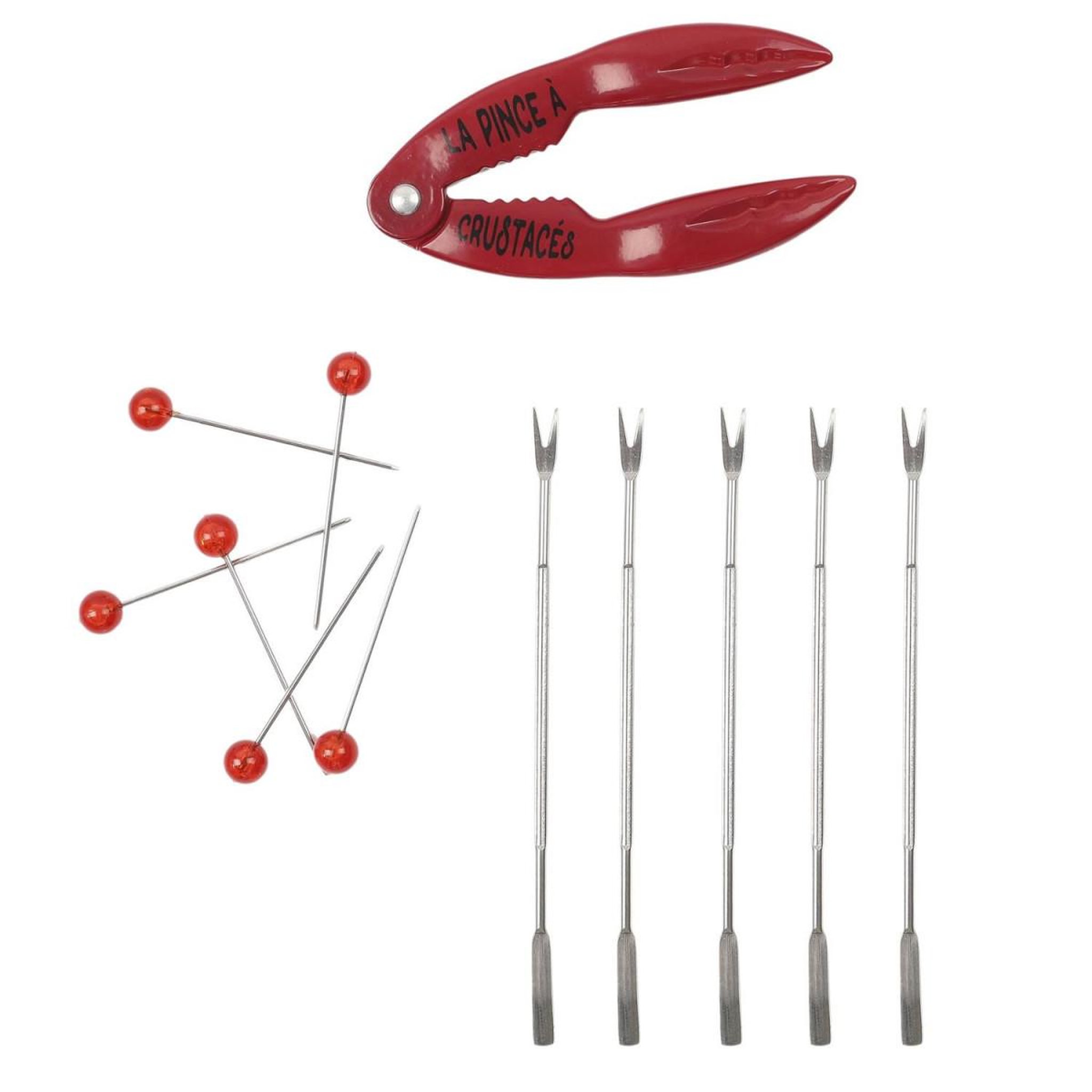 COOK CONCEPT Coffret crustacés  pince & 6 piques  17cm naturel