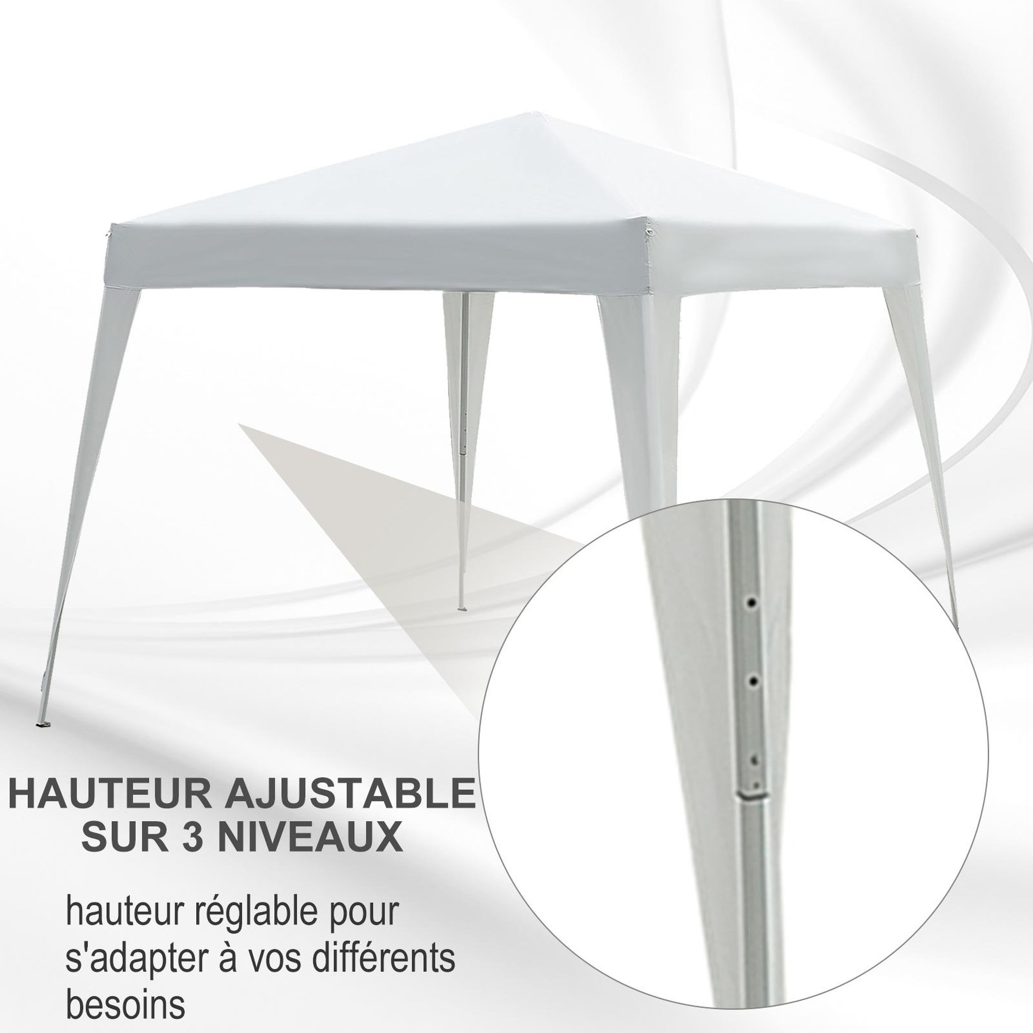 Voir la diapositive 4 : OUTSUNNY Tonnelle barnum de jardin pop-up pliant 2,4L x 2,4l x 2,5H m acier polyester imperméabilisé anti UV avec sac de transport blanc