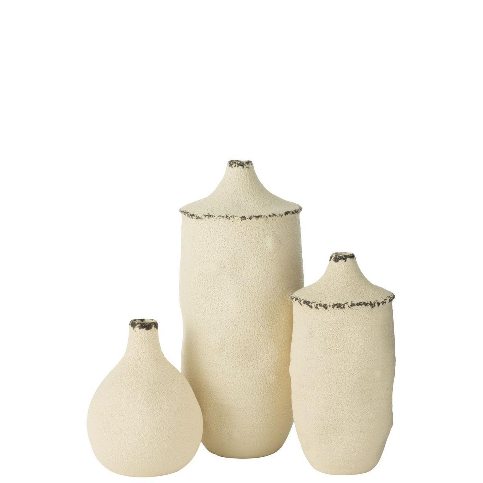 Voir la diapositive 2 : J-LINE Vase déco en grès  bay  40cm blanc