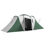 OUTSUNNY Tente de camping familiale 4-6 pers. - tente tunnel 2 grandes portes sac inclus - fibre verre polyester gris vert