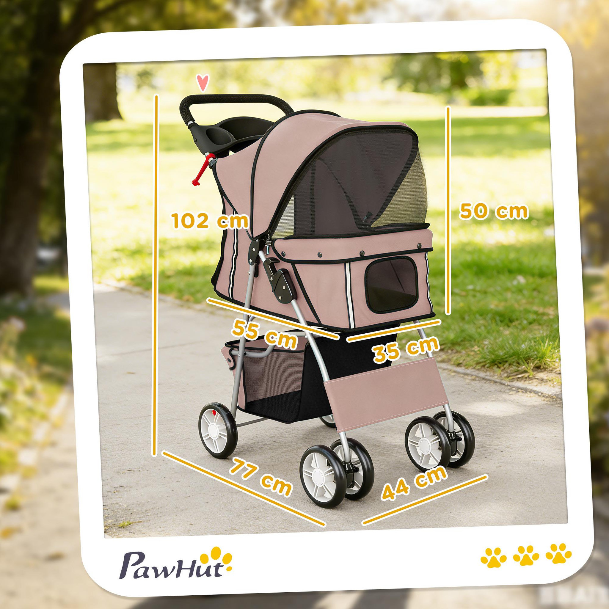 Voir la diapositive 3 : PAWHUT Poussette buggy pliable pour chiens tissu 600d oxford imperméable 4 roues café