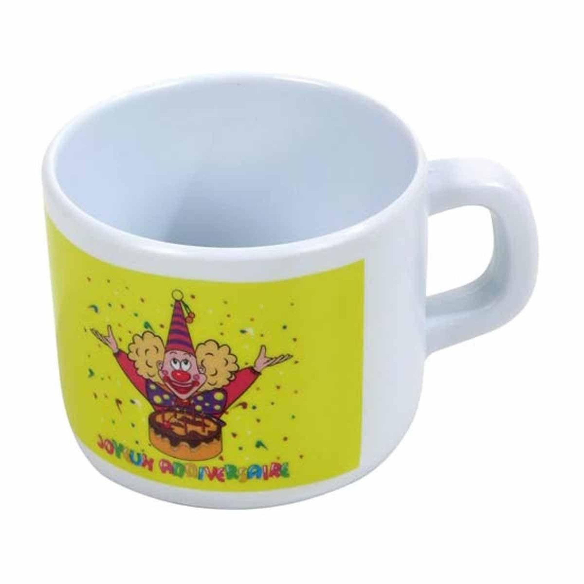 HOMEA Tasse déco mélaminé  clown  8cm jaune