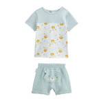 Petit Béguin Ensemble bébé t-shirt et short en gaze de coton Elio. Coloris disponibles : Bleu