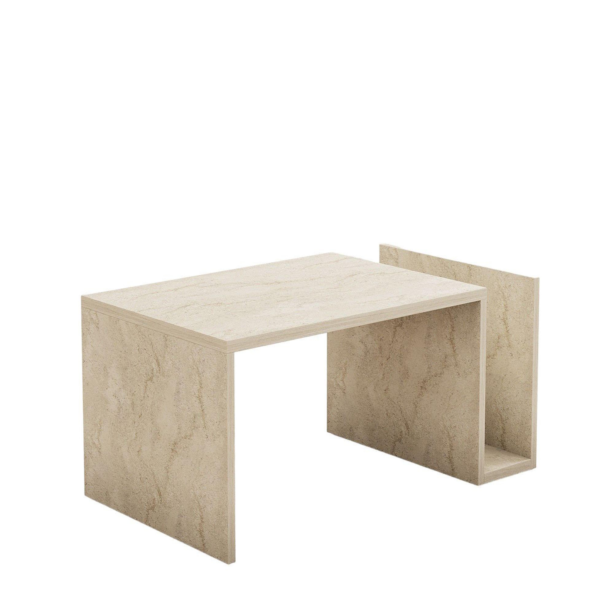 Habitat et Jardin Table basse en bois  memo  - 86 x 50 x 32 cm - travertin