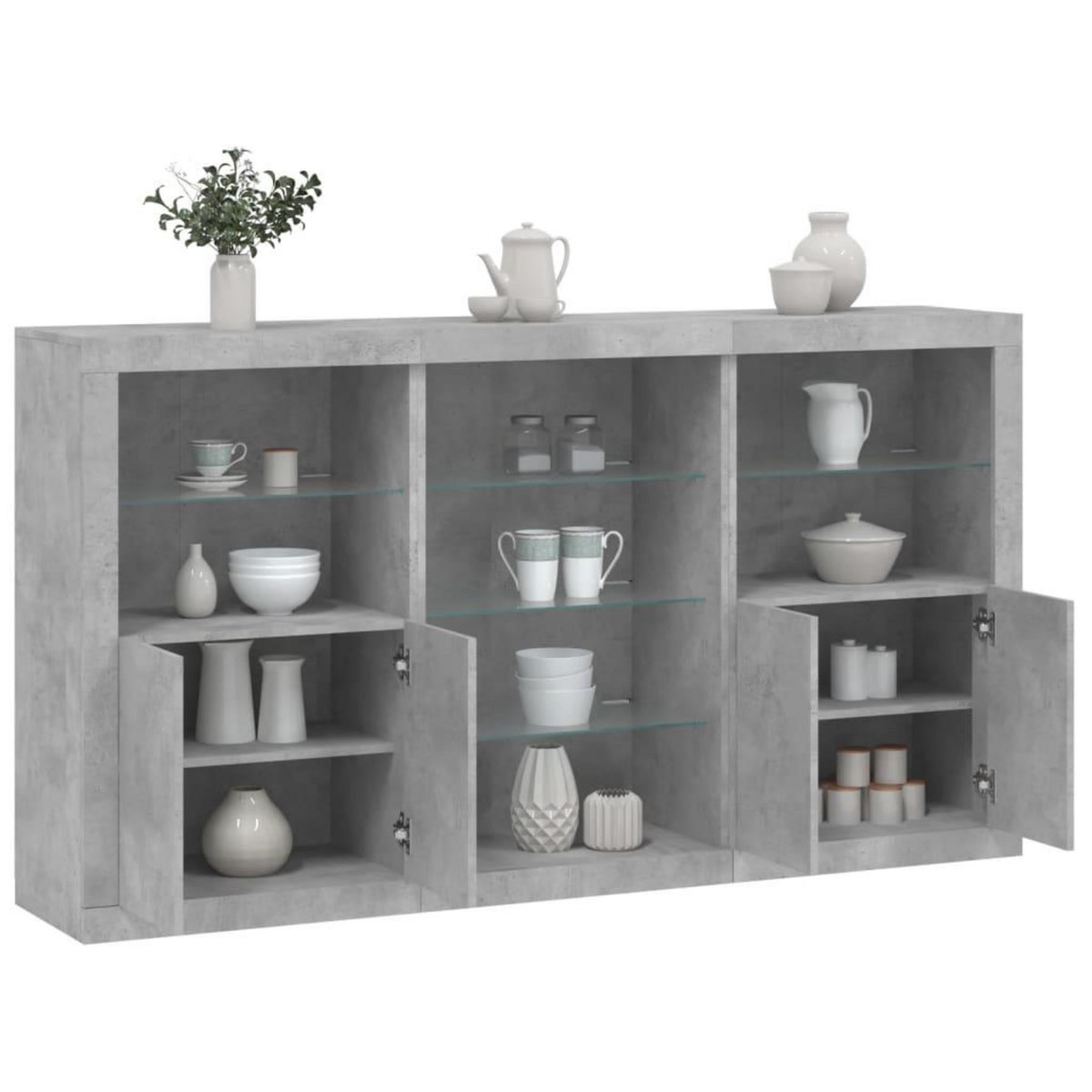 VIDAXL Buffet avec lumieres LED gris beton 181,5x37x100 cm