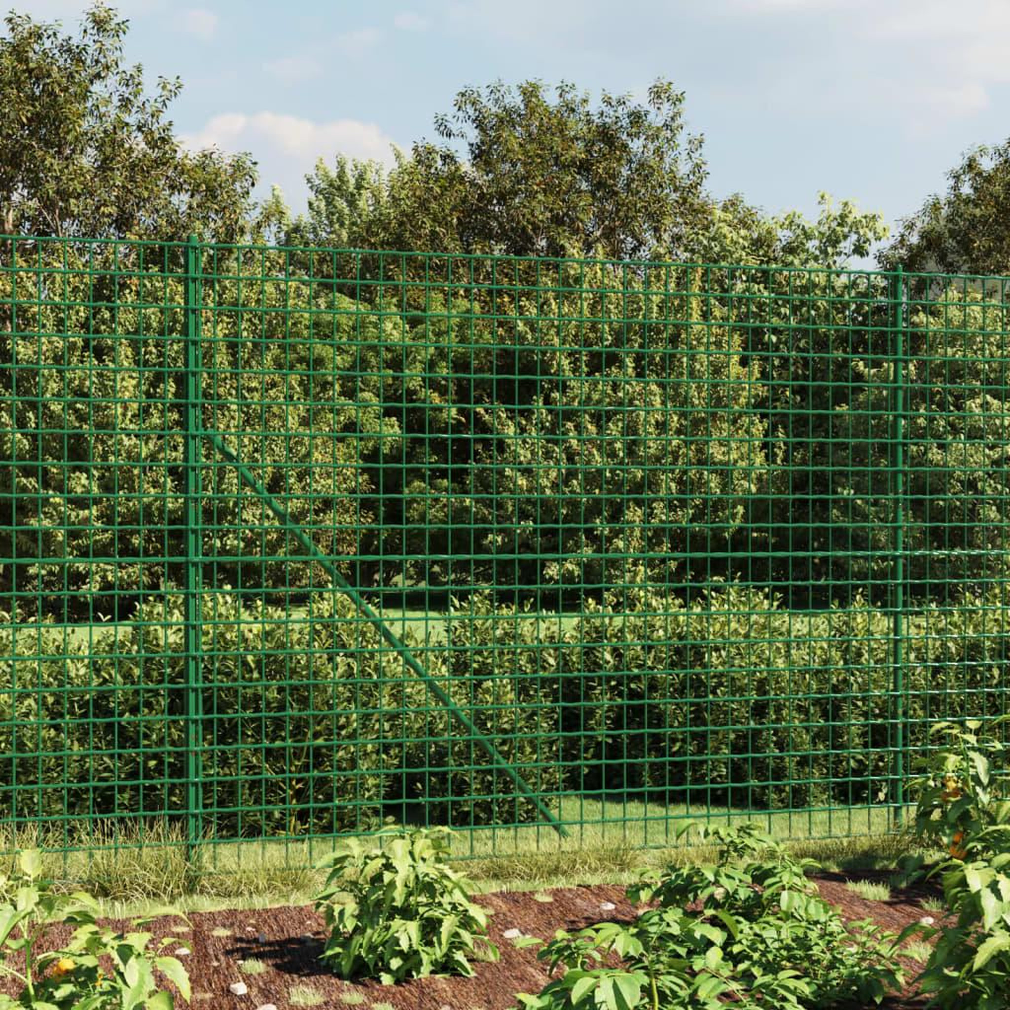 VIDAXL Cloture en treillis metallique avec bride vert 2x25 m