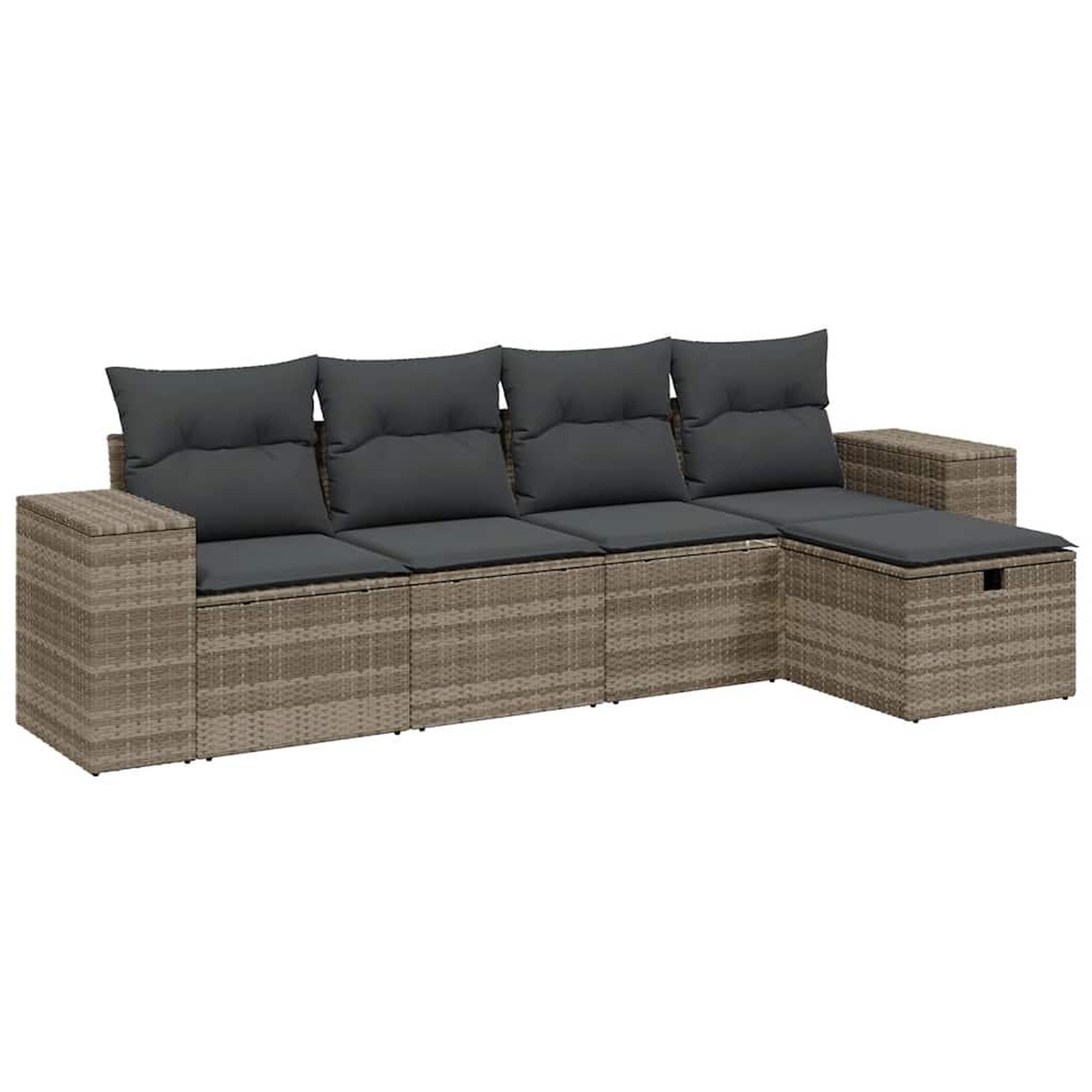 Voir la diapositive 2 : VIDAXL Salon de jardin 5 pcs avec coussins gris clair resine tressee