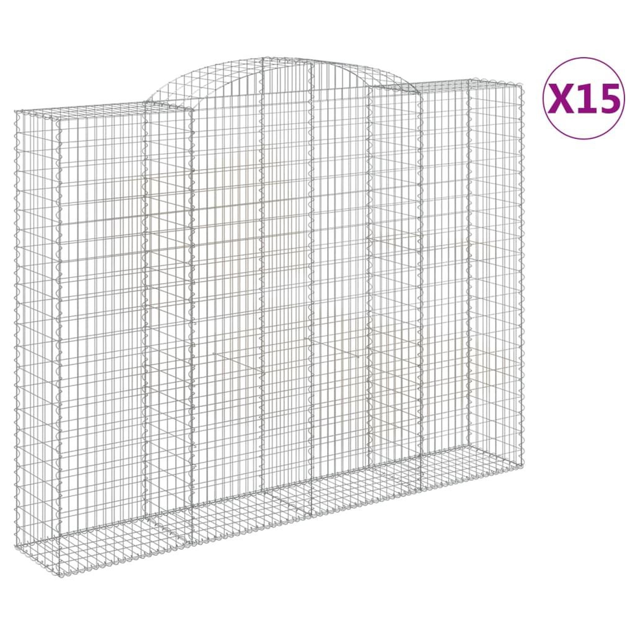 Voir la diapositive 2 : VIDAXL Paniers a gabions arques 15 pcs 300x50x220/240 cm fer galvanise