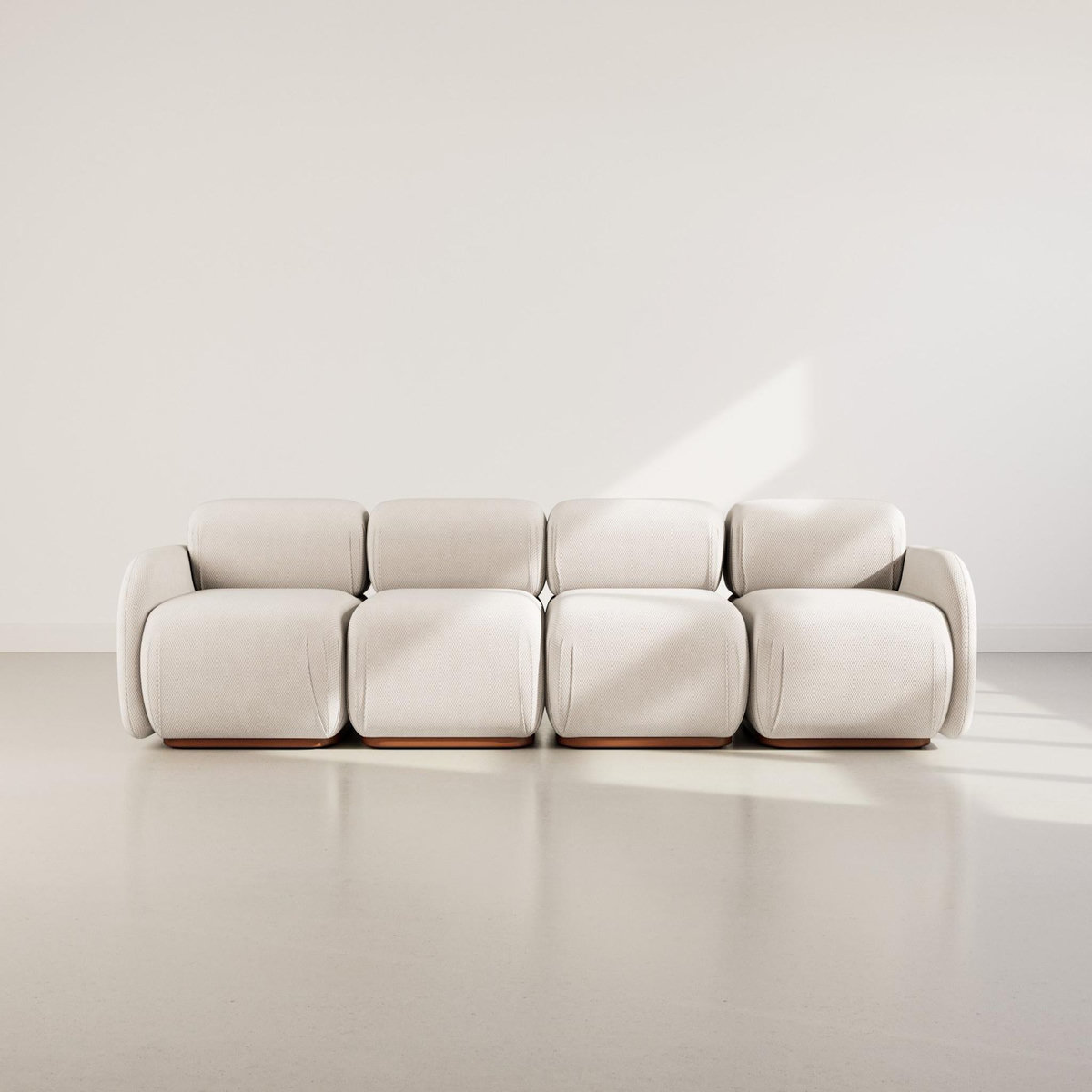 LISA DESIGN Penelope - canapé droit modulable 4 places en velours texturé