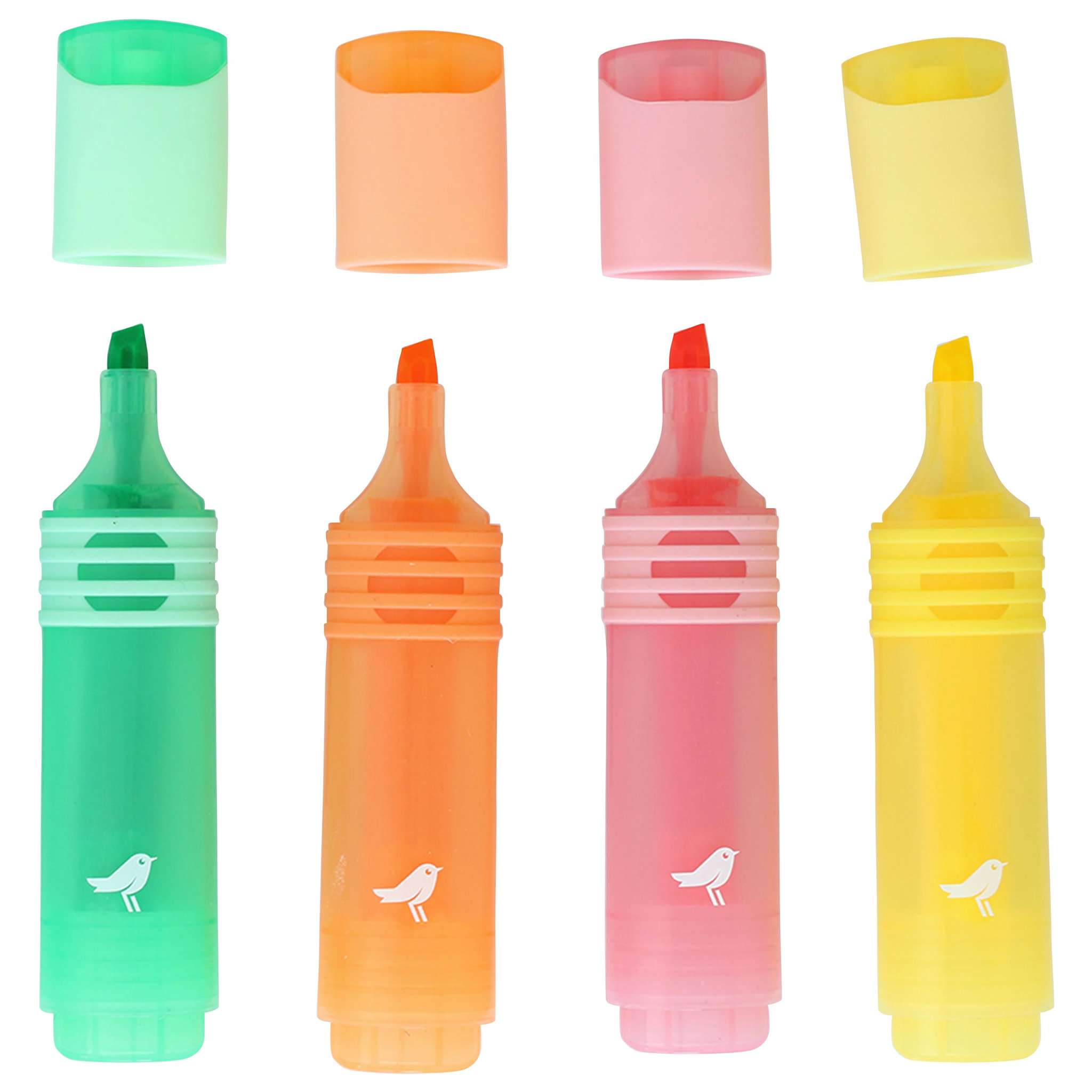 Voir la diapositive 2 : AUCHAN Lot de 4 surligneurs pastels coloris assortis pointe biseautée
