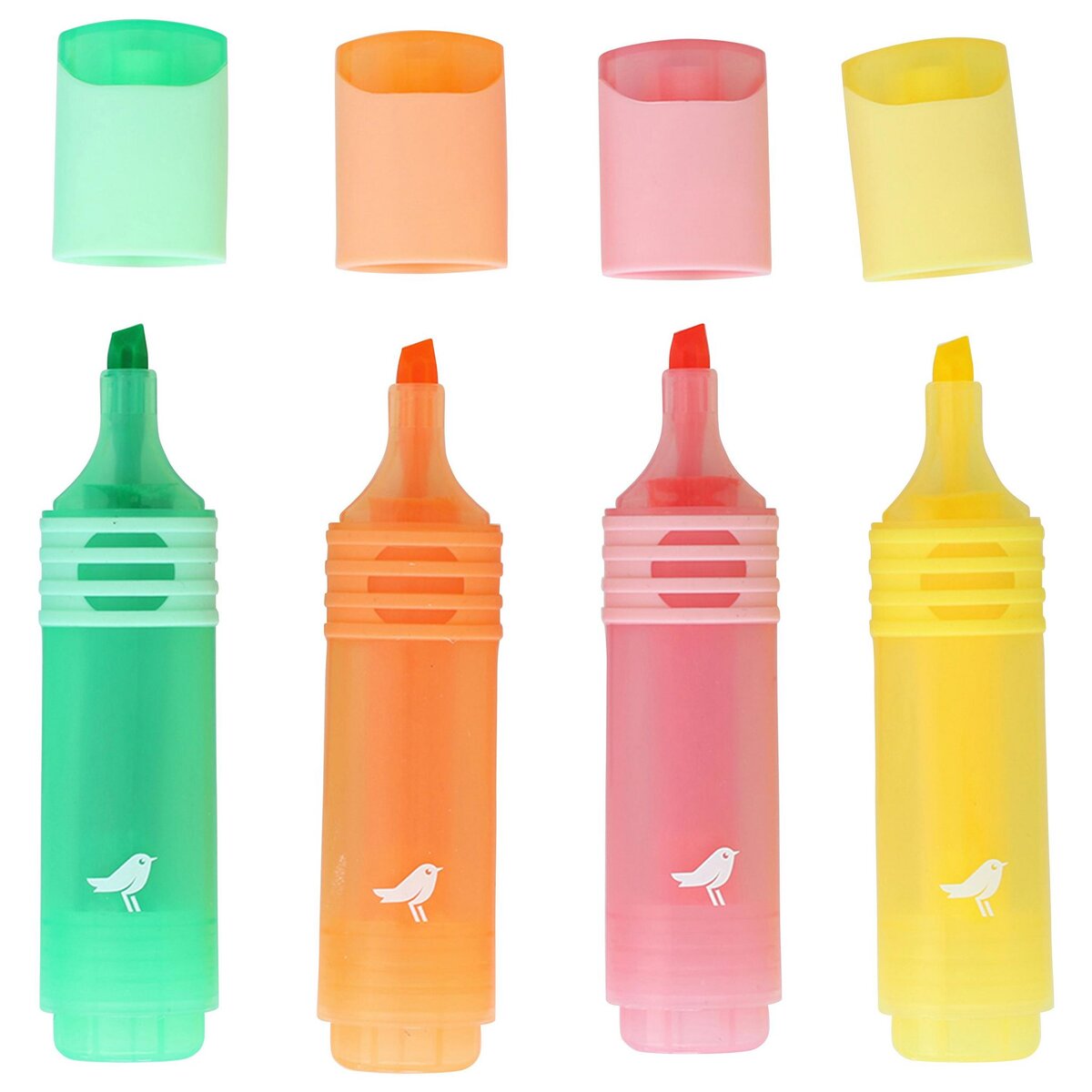 AUCHAN Lot de 4 surligneurs pastels coloris assortis pointe biseautée