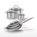 ELO Lot de 3 Poêles 24/28/32cm & 3 Faitouts 12/16/20cm Elo Relief Solution